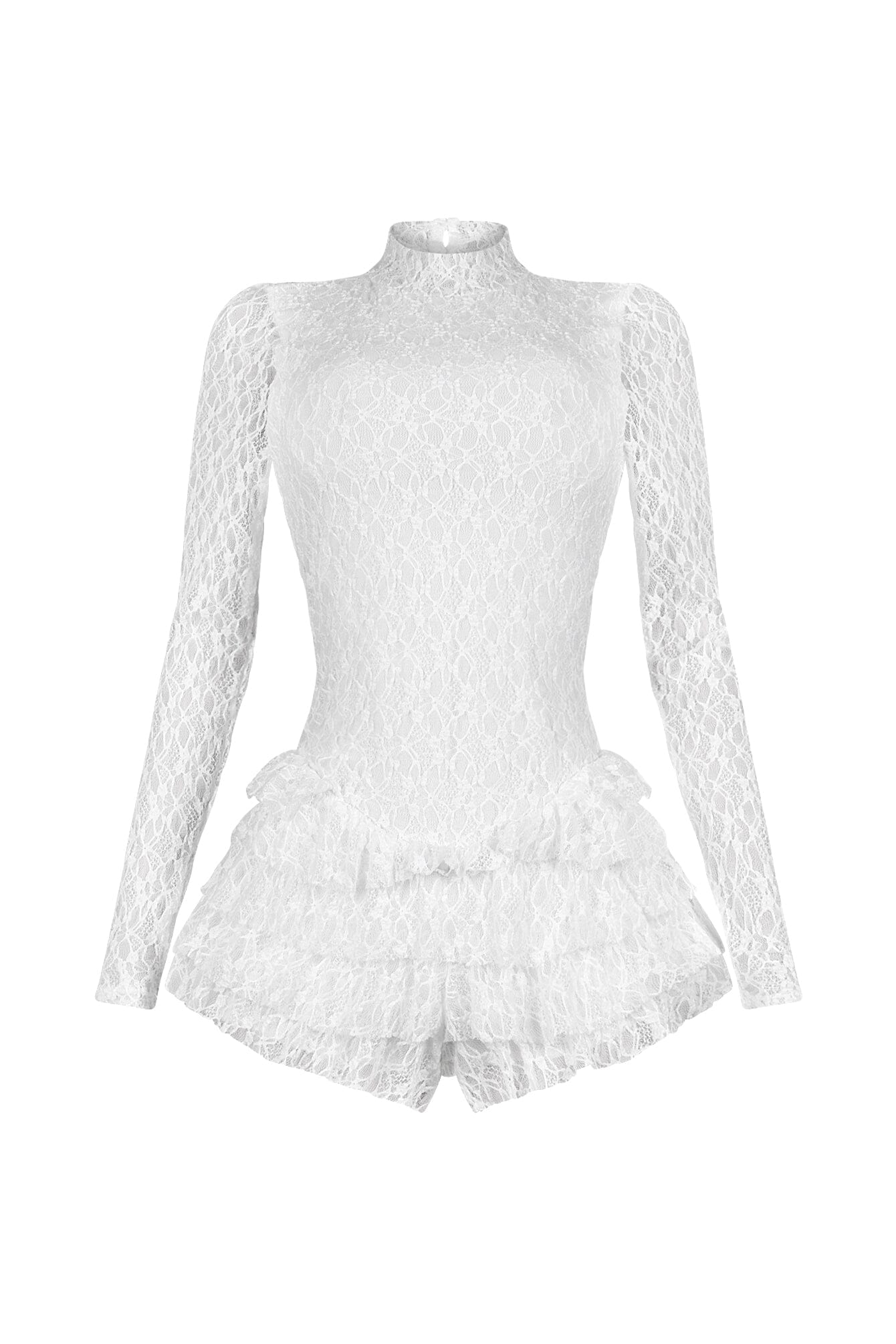 Linda Lace Long Sleeve Ruffle Romper