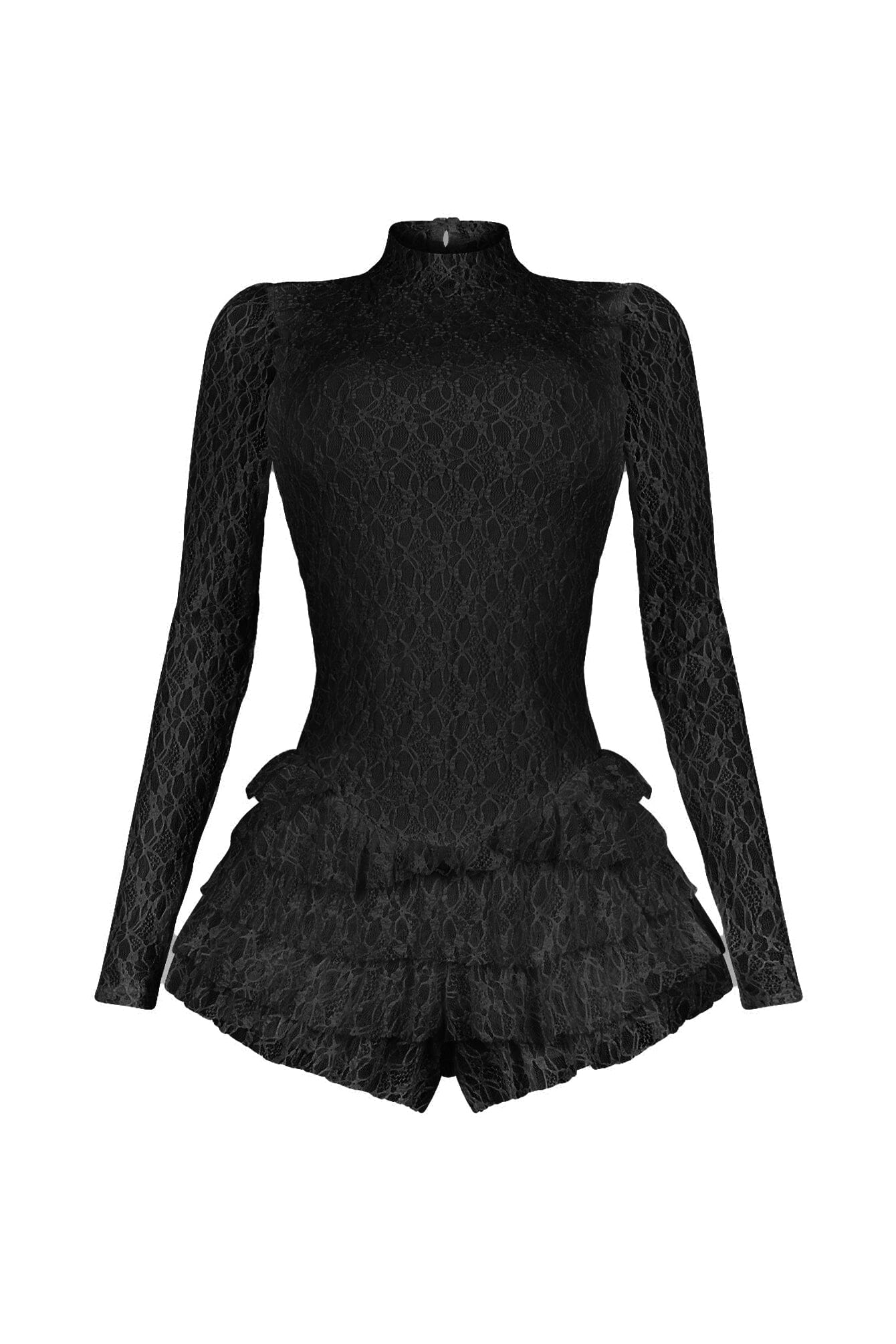 Linda Lace Long Sleeve Ruffle Romper
