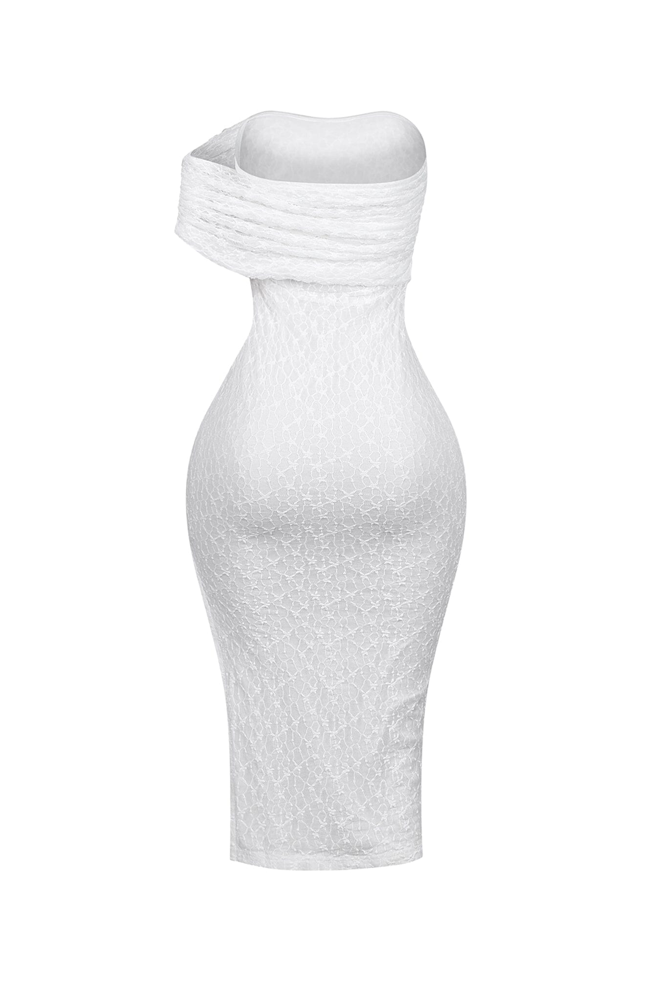 Emmalyn Mesh Lace Asymmetrical Midi Dress