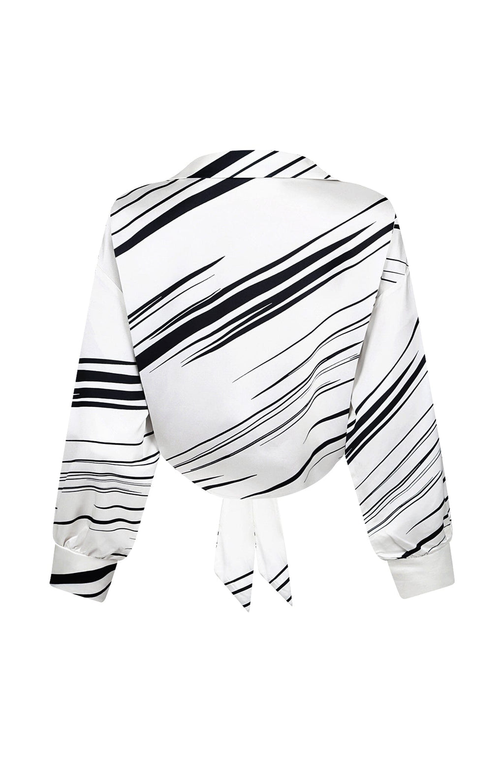 Tara Geo Printed Satin Tie Blouse