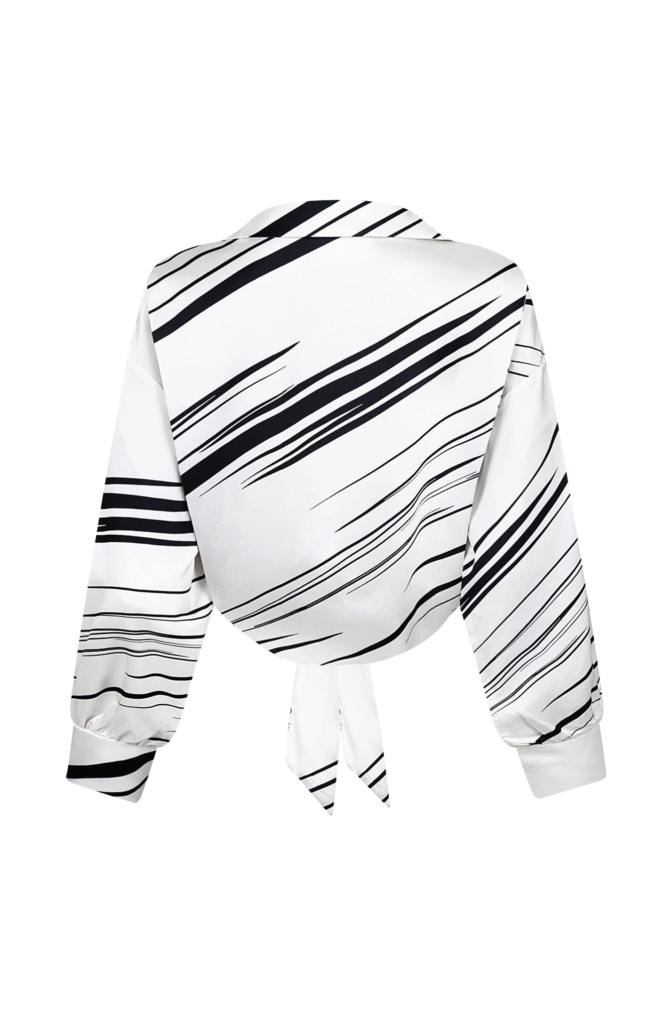 Tara Geo Printed Satin Tie Blouse