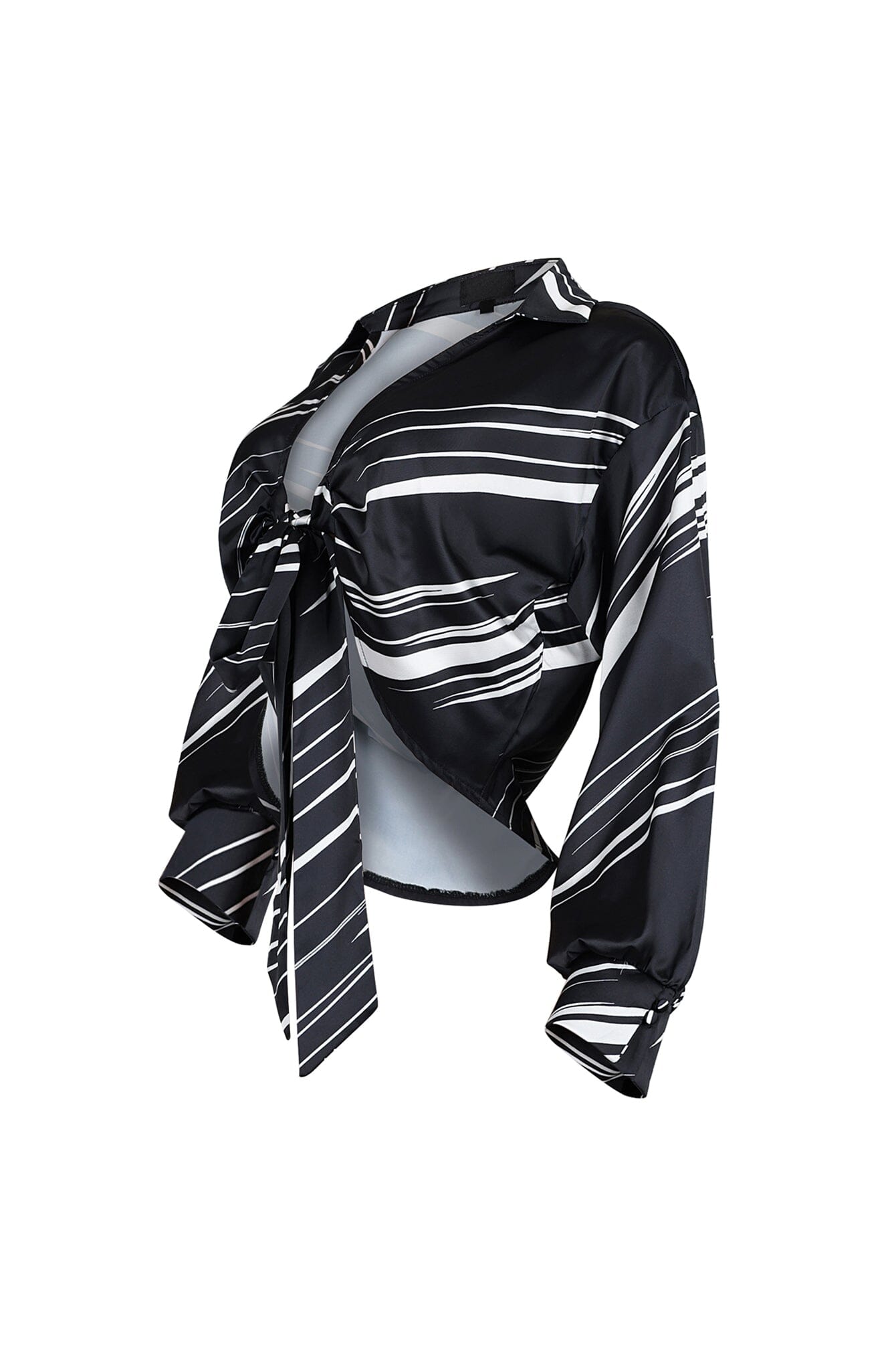 Tara Geo Printed Satin Tie Blouse