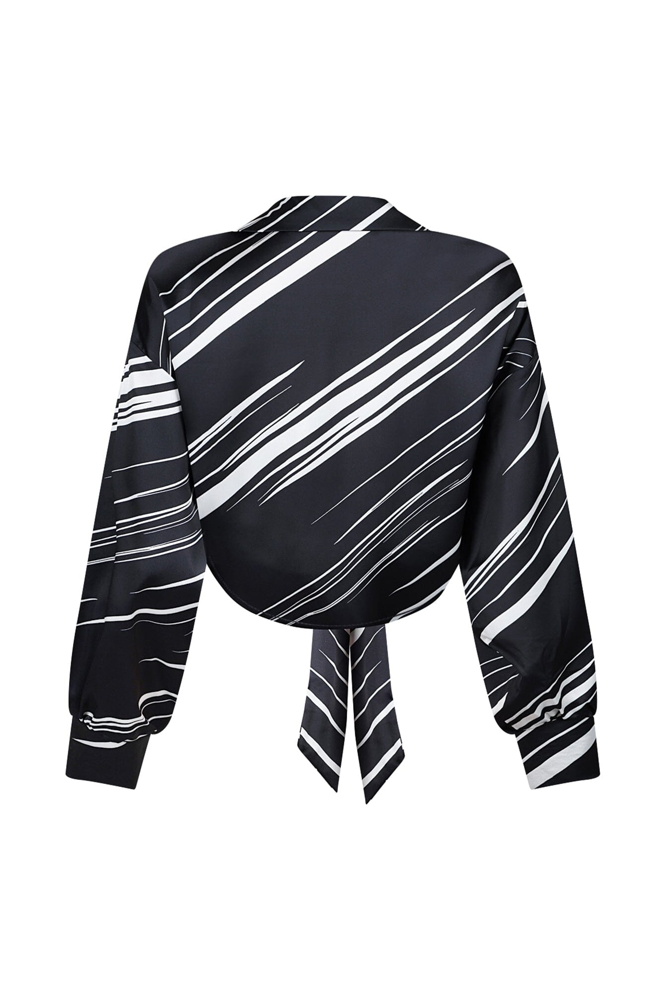 Tara Geo Printed Satin Tie Blouse