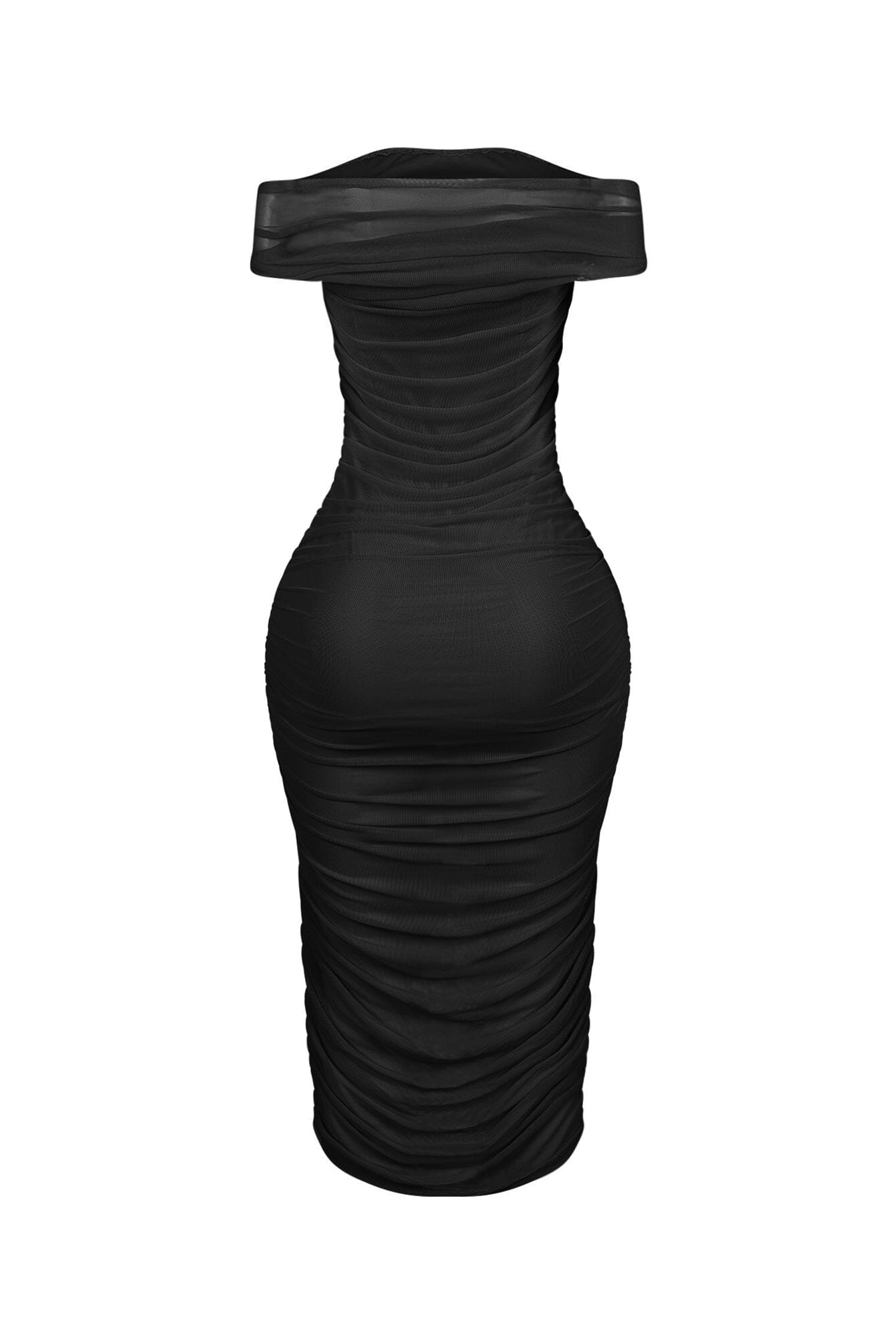 Evette Mesh 2 Way Ruched Midi Dress