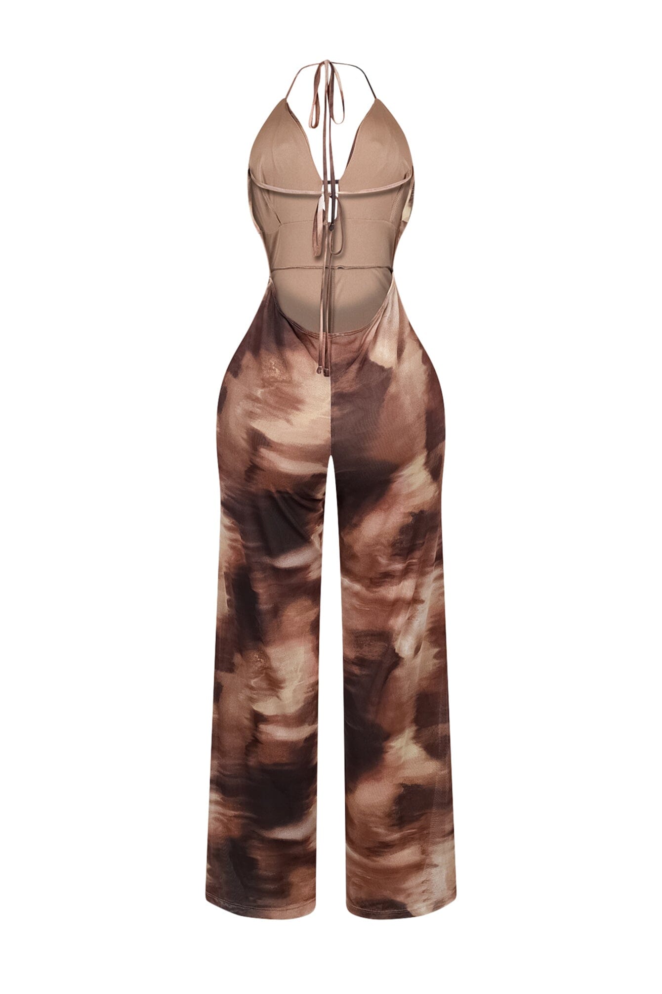 Britney Mesh Print Cowl Neck Jumpsuit