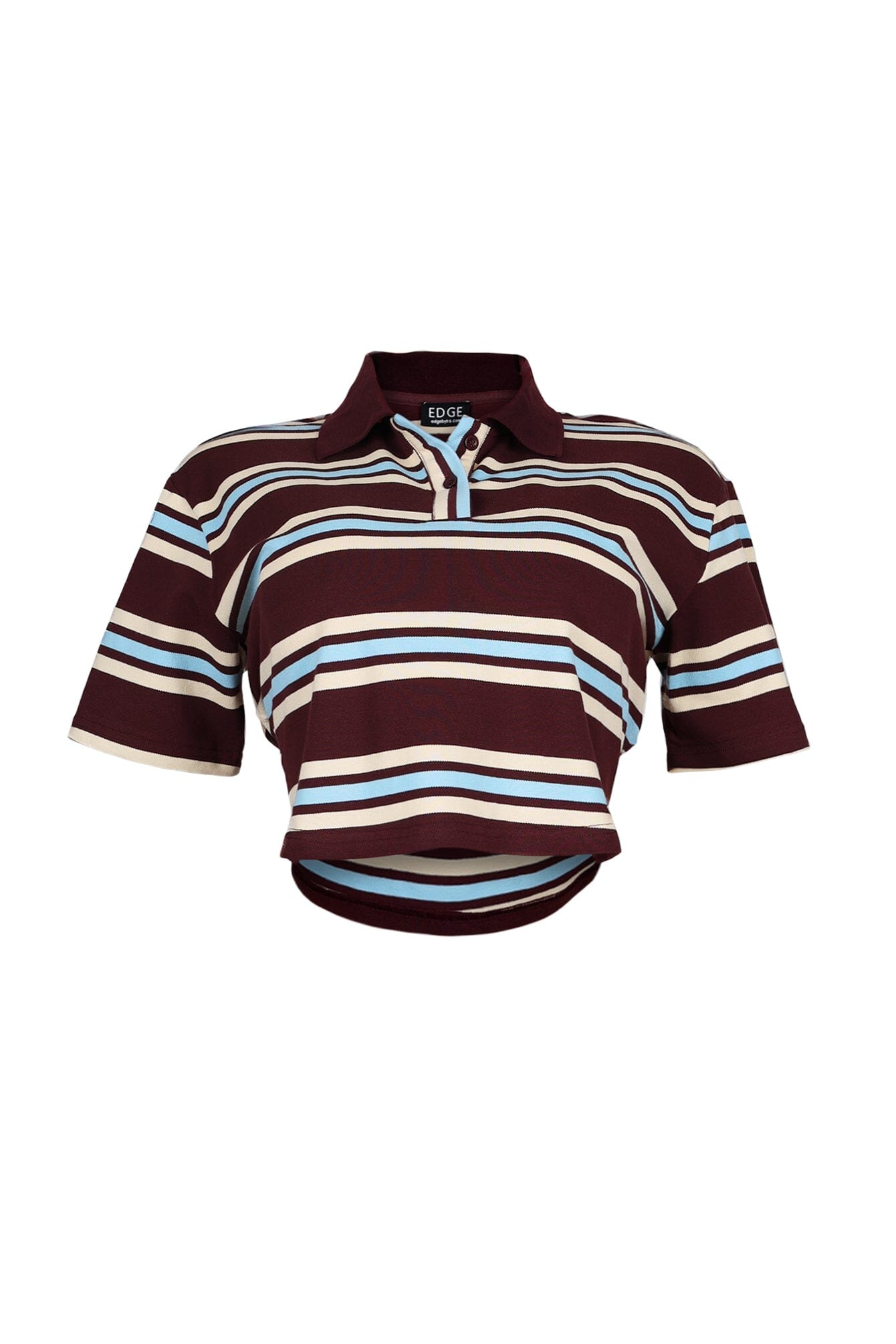 Sally Striped Collared Button Up Crop Top