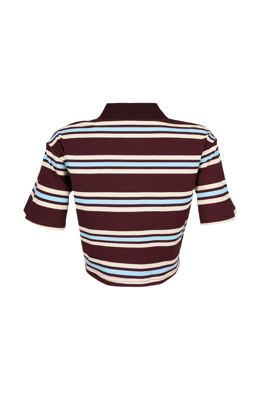 Sally Striped Collared Button Up Crop Top