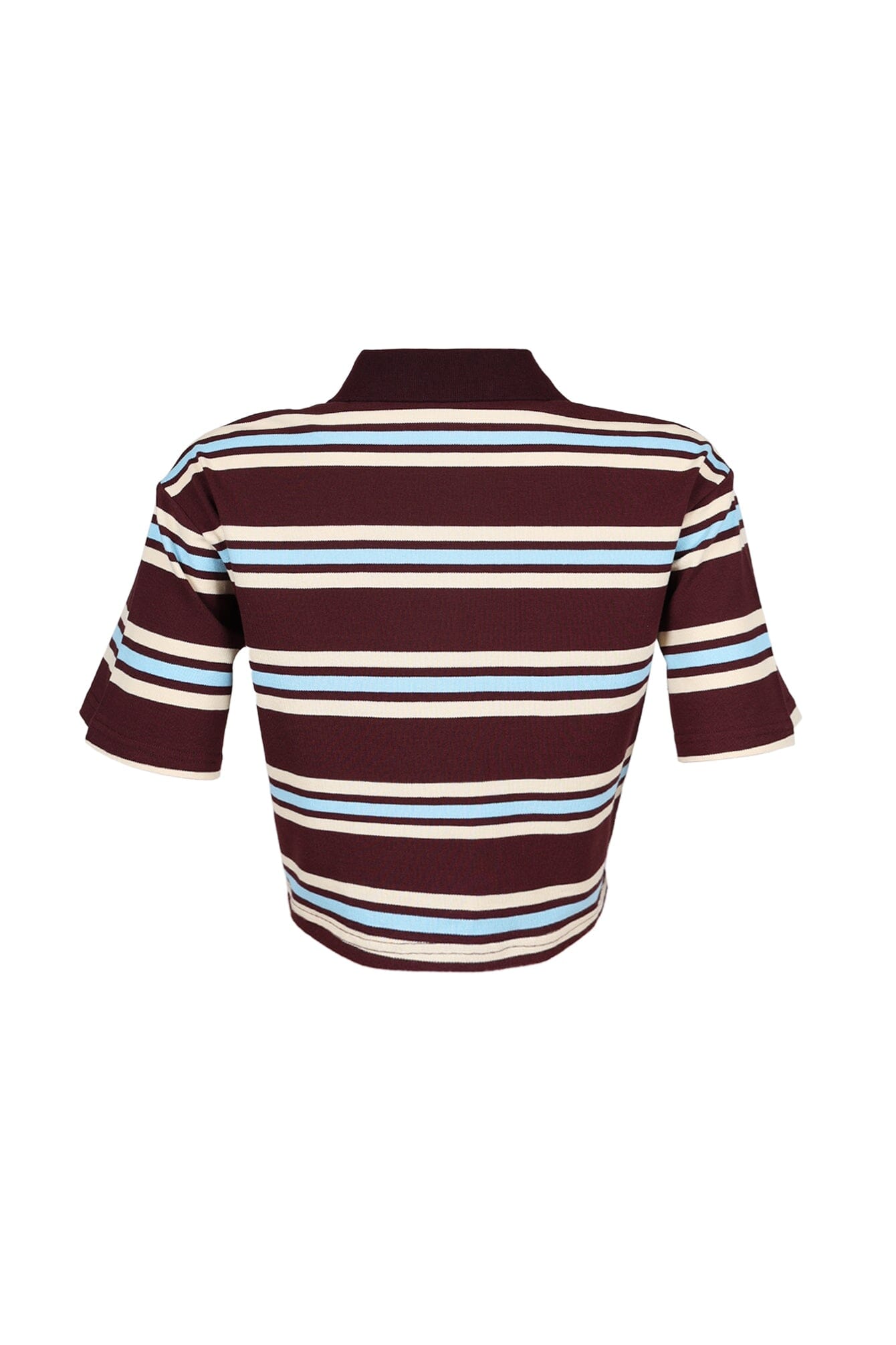 Sally Striped Collared Button Up Crop Top