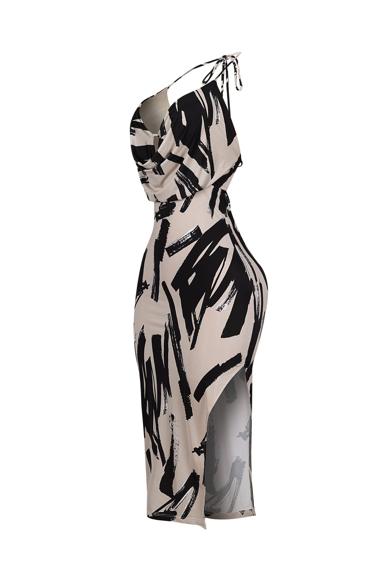 Austin Print Cowl Neck Halter Midi Dress