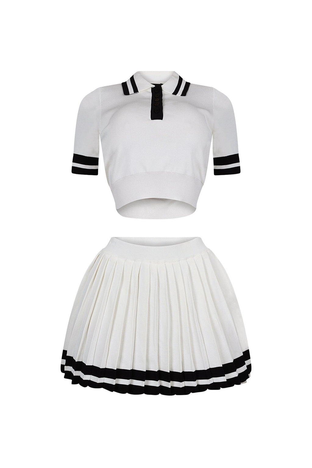 Martina Tennis Collared Knit Top & Skirt SET