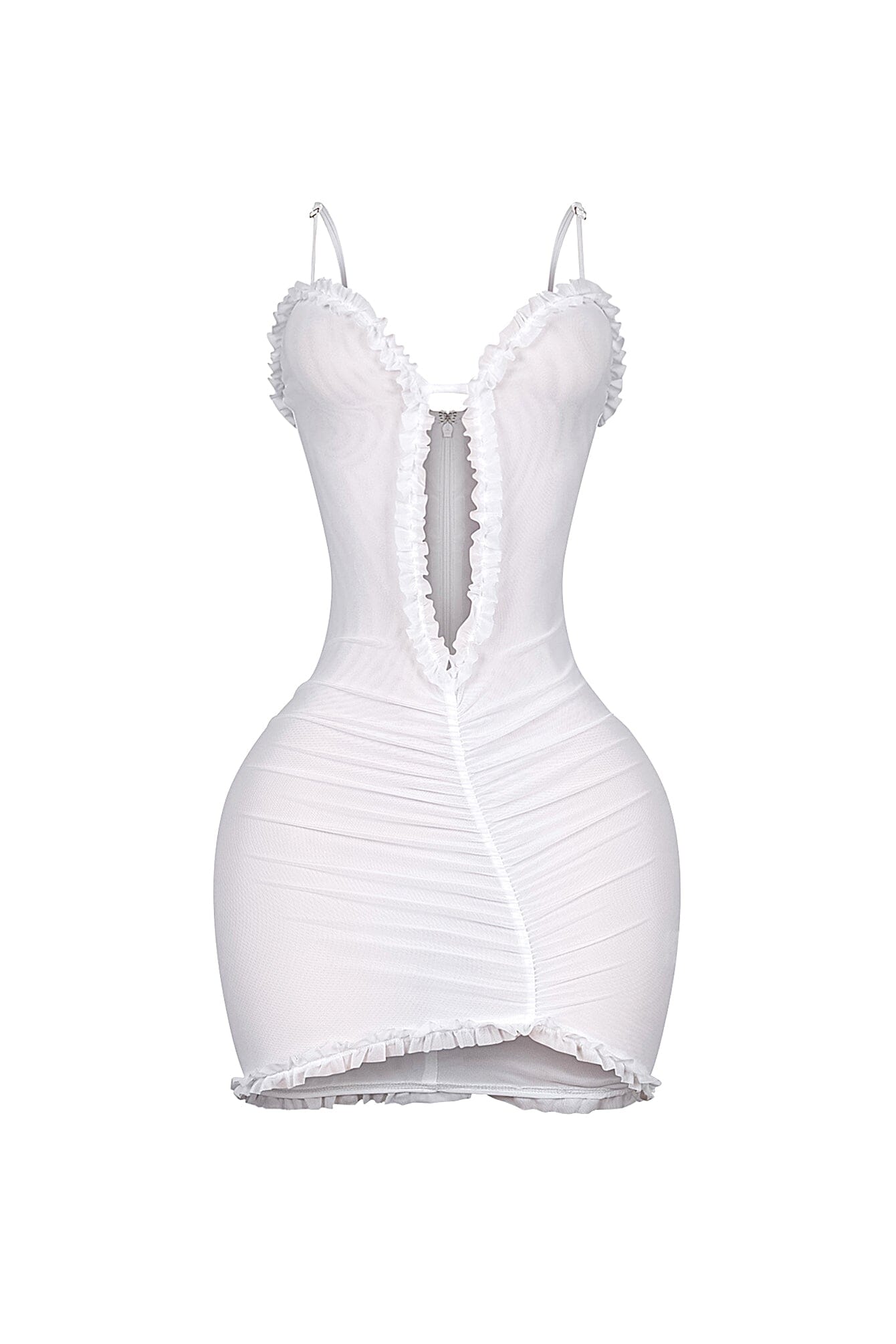 Elizabeth Mesh Tank Cutout Ruffle Mini Dress