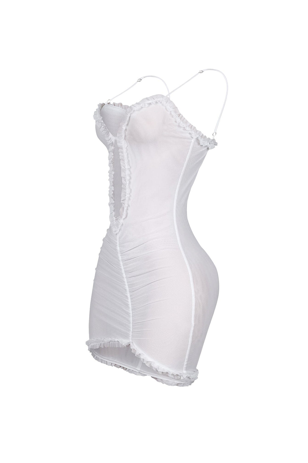 Elizabeth Mesh Tank Cutout Ruffle Mini Dress