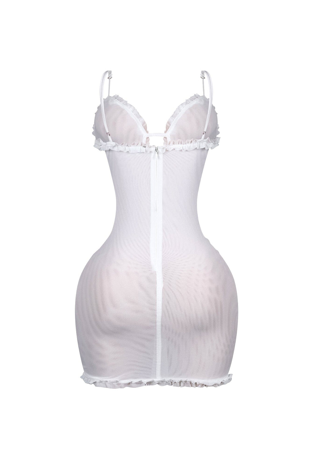 Elizabeth Mesh Tank Cutout Ruffle Mini Dress