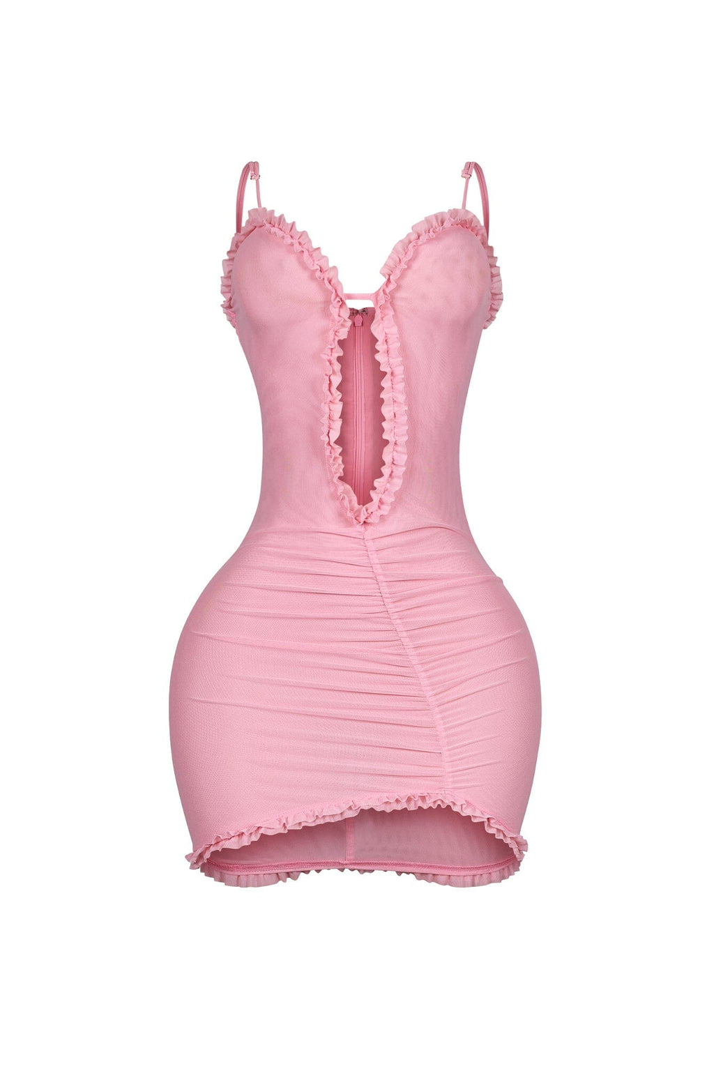 Elizabeth Mesh Tank Cutout Ruffle Mini Dress