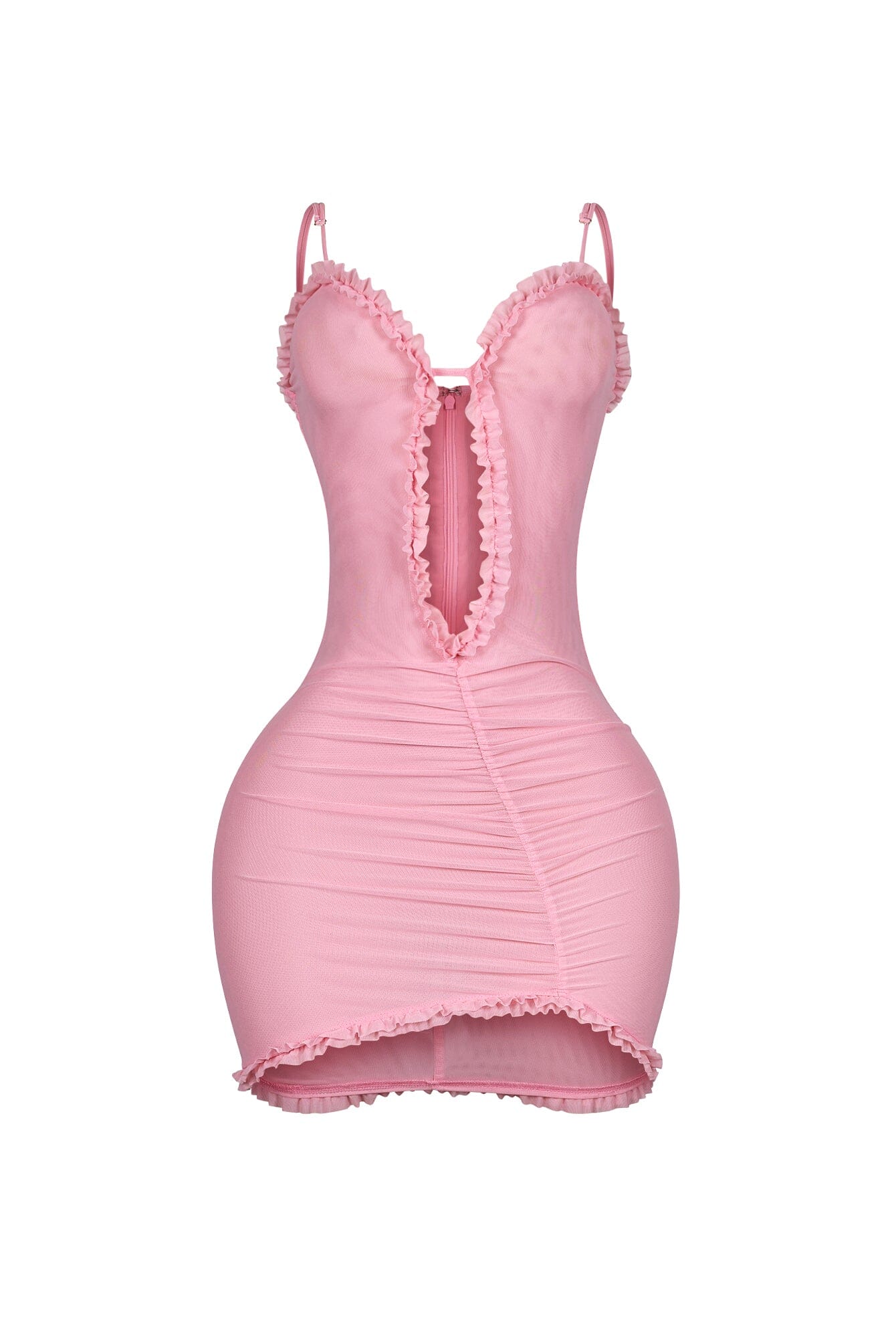 Elizabeth Mesh Tank Cutout Ruffle Mini Dress