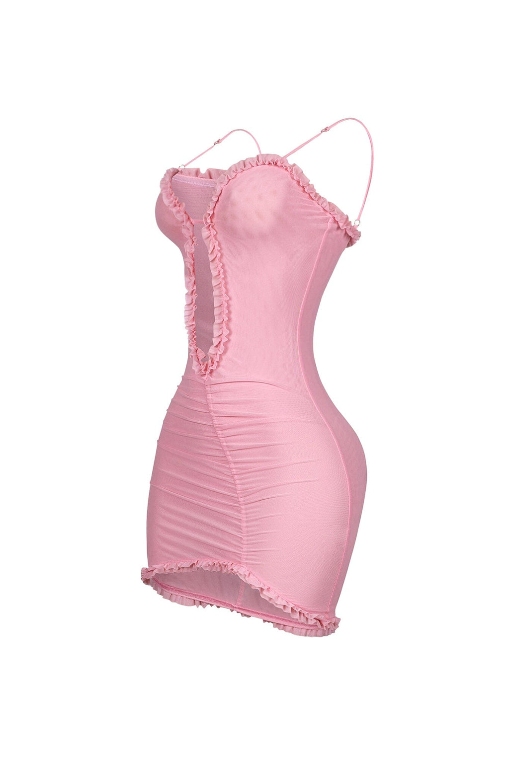 Elizabeth Mesh Tank Cutout Ruffle Mini Dress