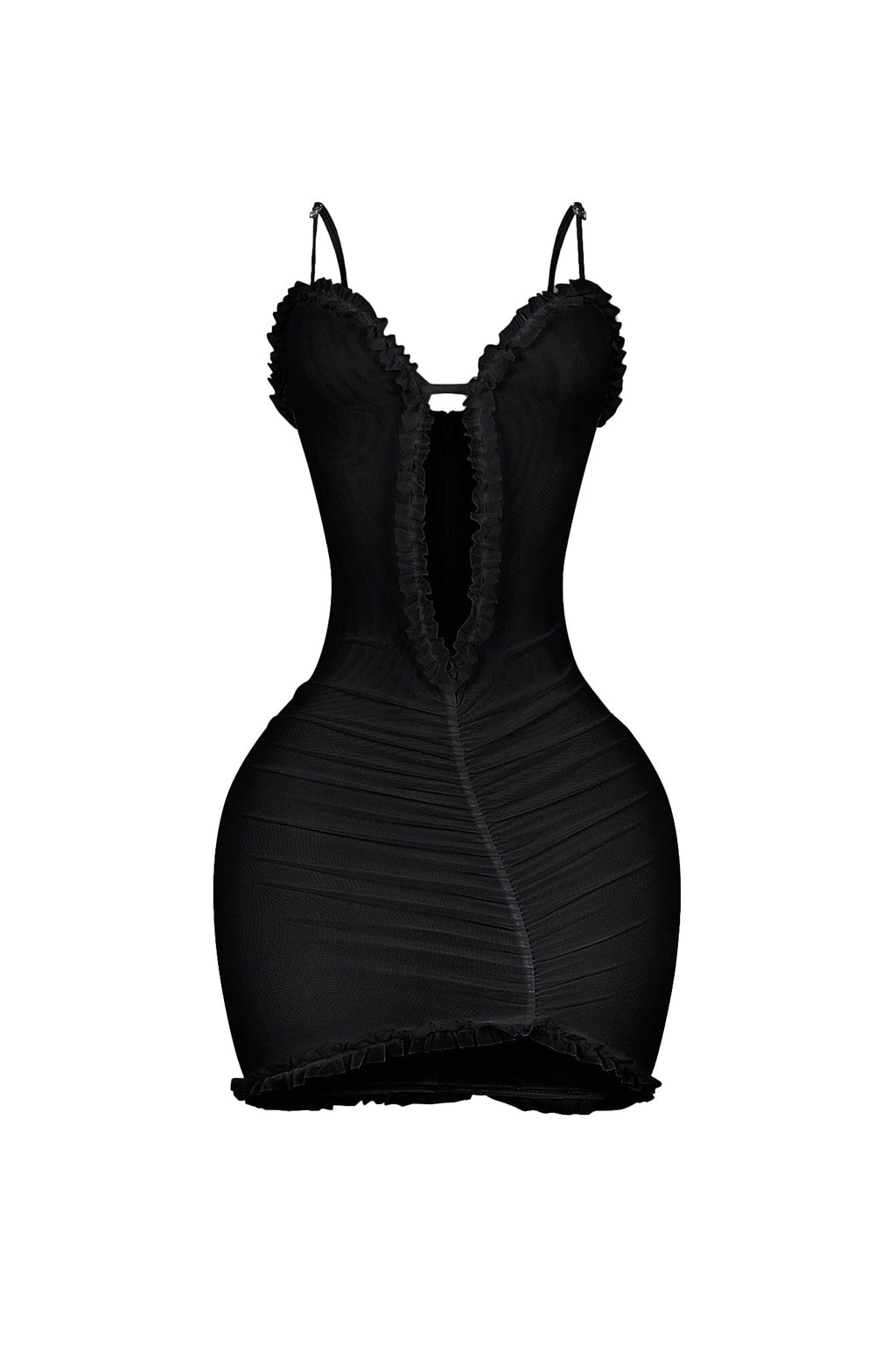 Elizabeth Mesh Tank Cutout Ruffle Mini Dress