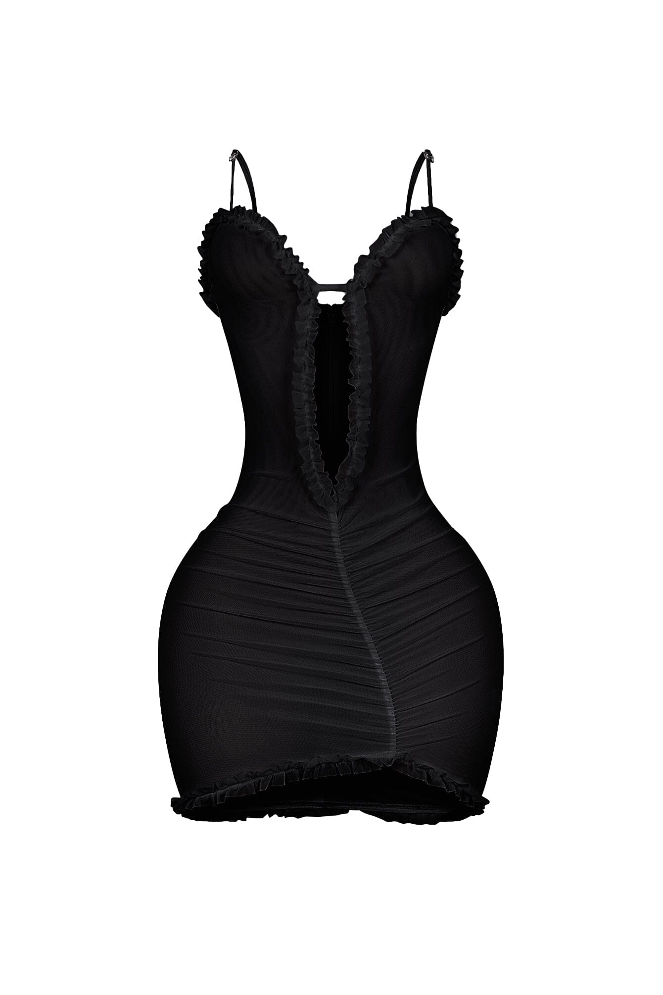 Elizabeth Mesh Tank Cutout Ruffle Mini Dress