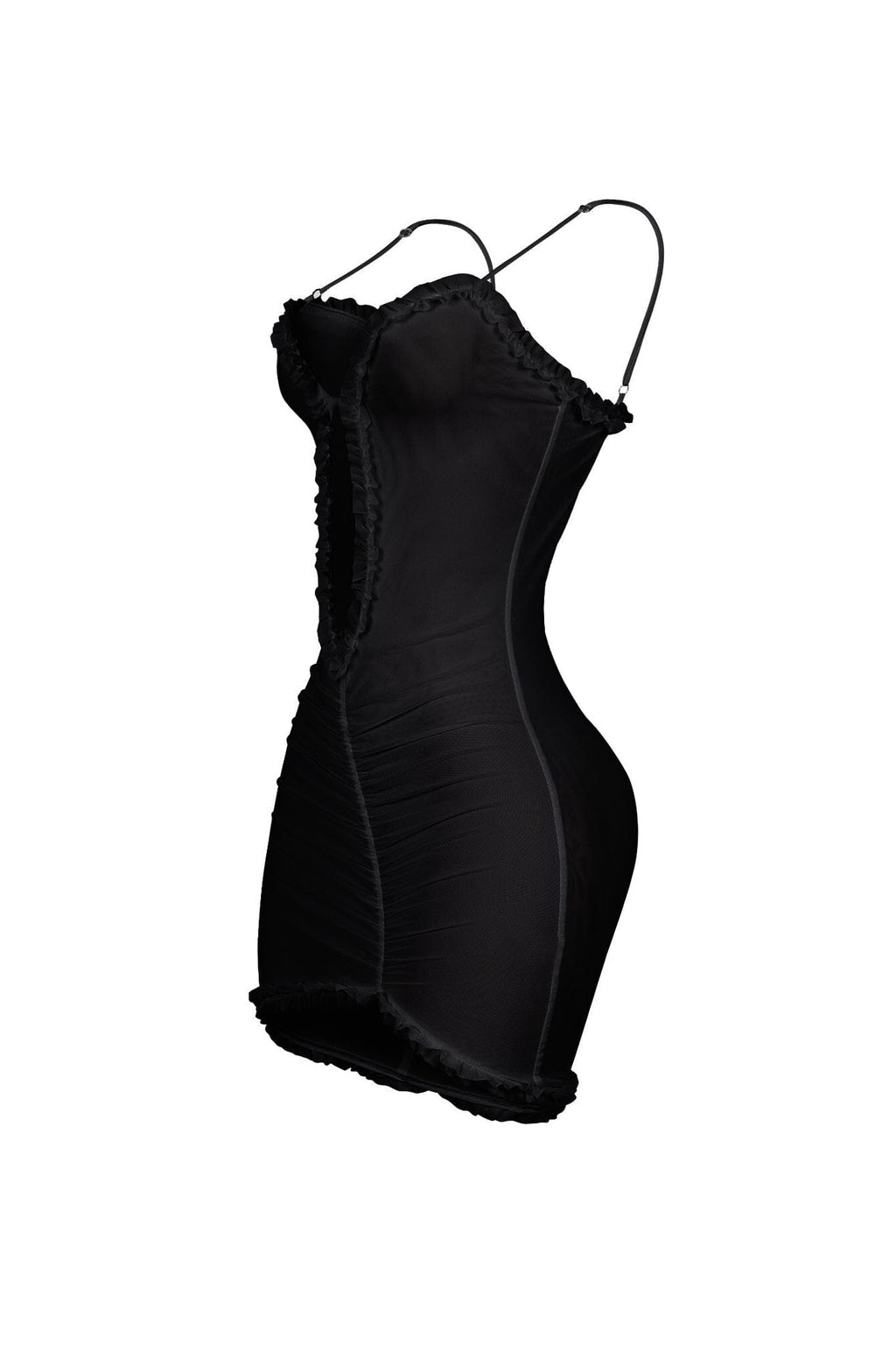 Elizabeth Mesh Tank Cutout Ruffle Mini Dress