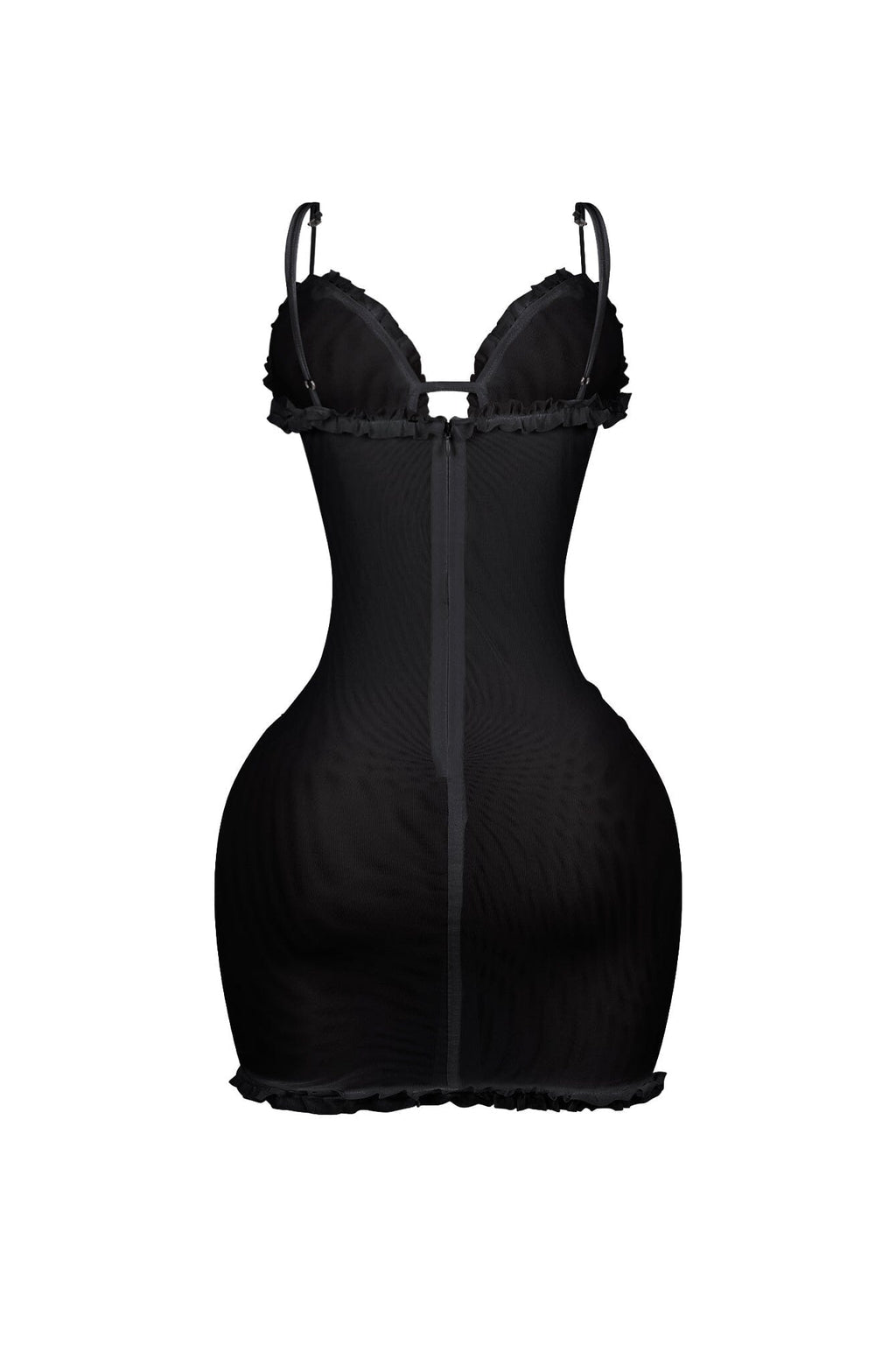 Elizabeth Mesh Tank Cutout Ruffle Mini Dress