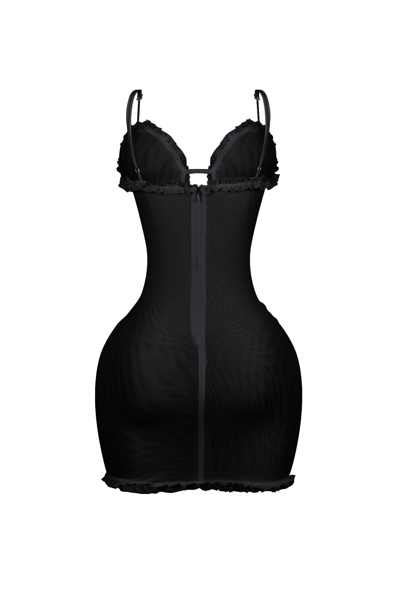 Elizabeth Mesh Tank Cutout Ruffle Mini Dress