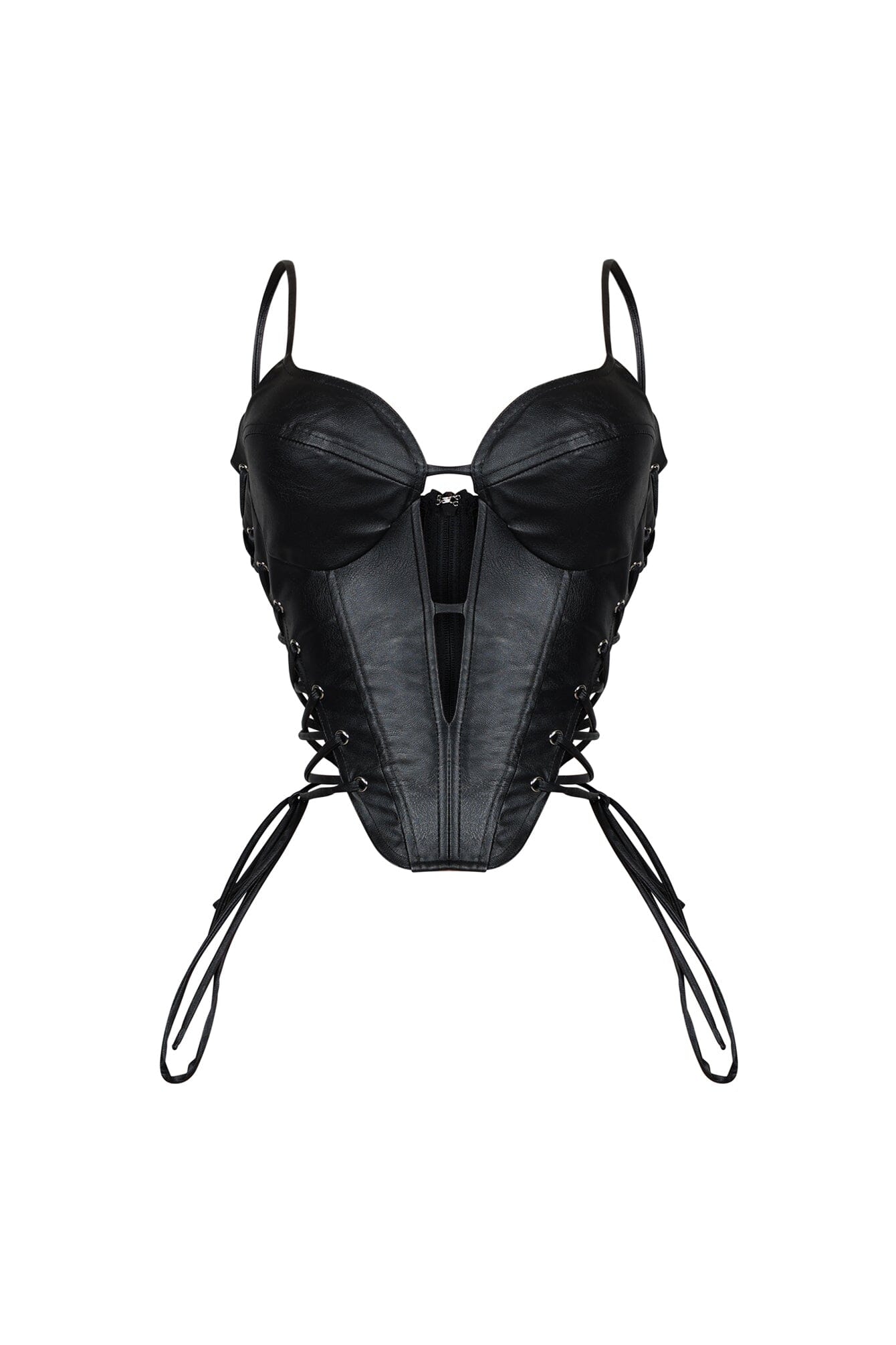 Isla Faux Leather Lace Up Bustier Top