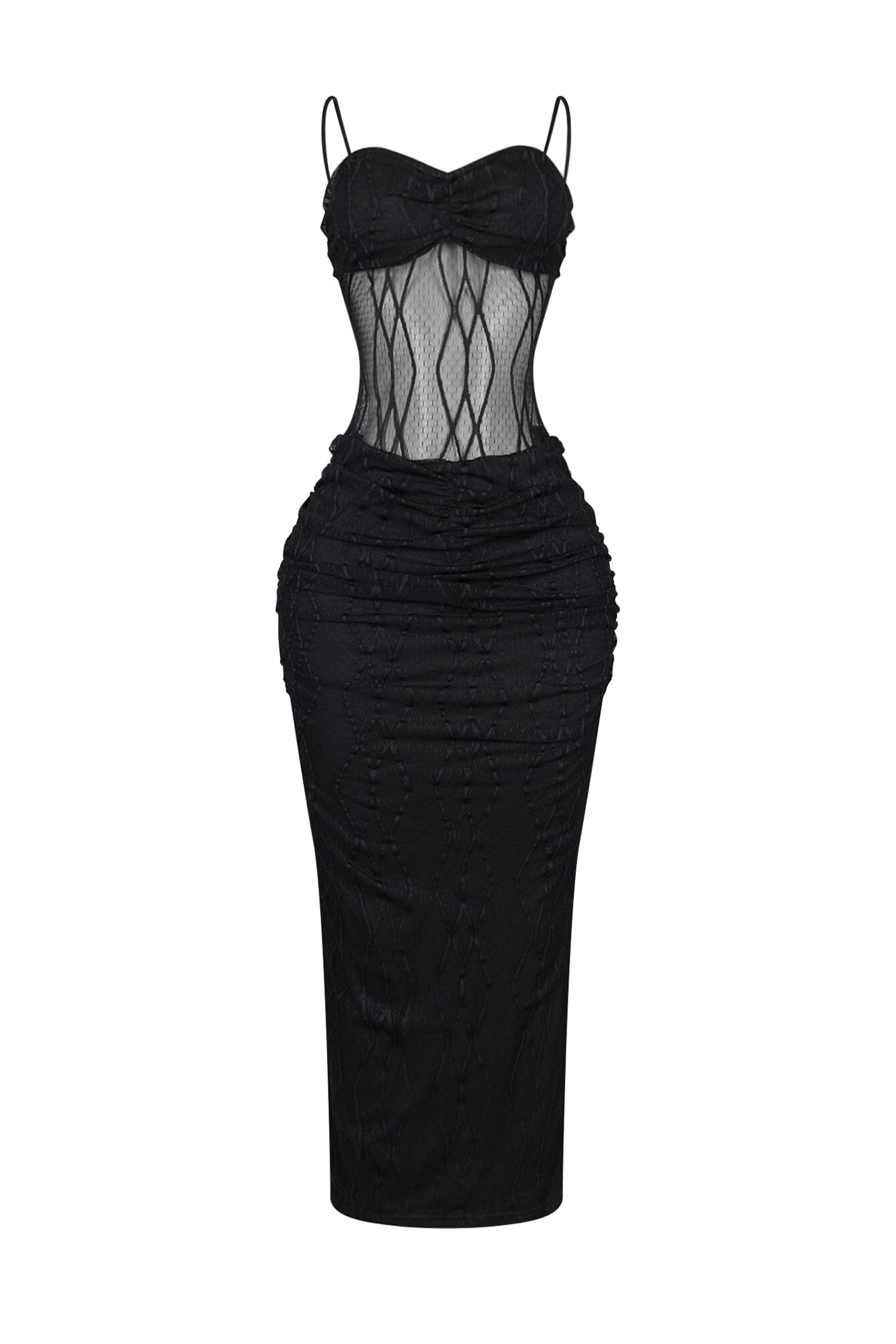 Rhoda Mesh Tank Ruching Maxi Dress