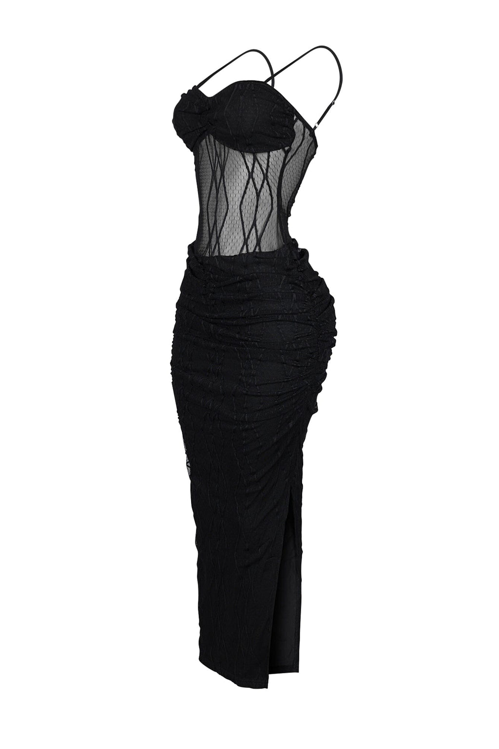 Rhoda Mesh Tank Ruching Maxi Dress