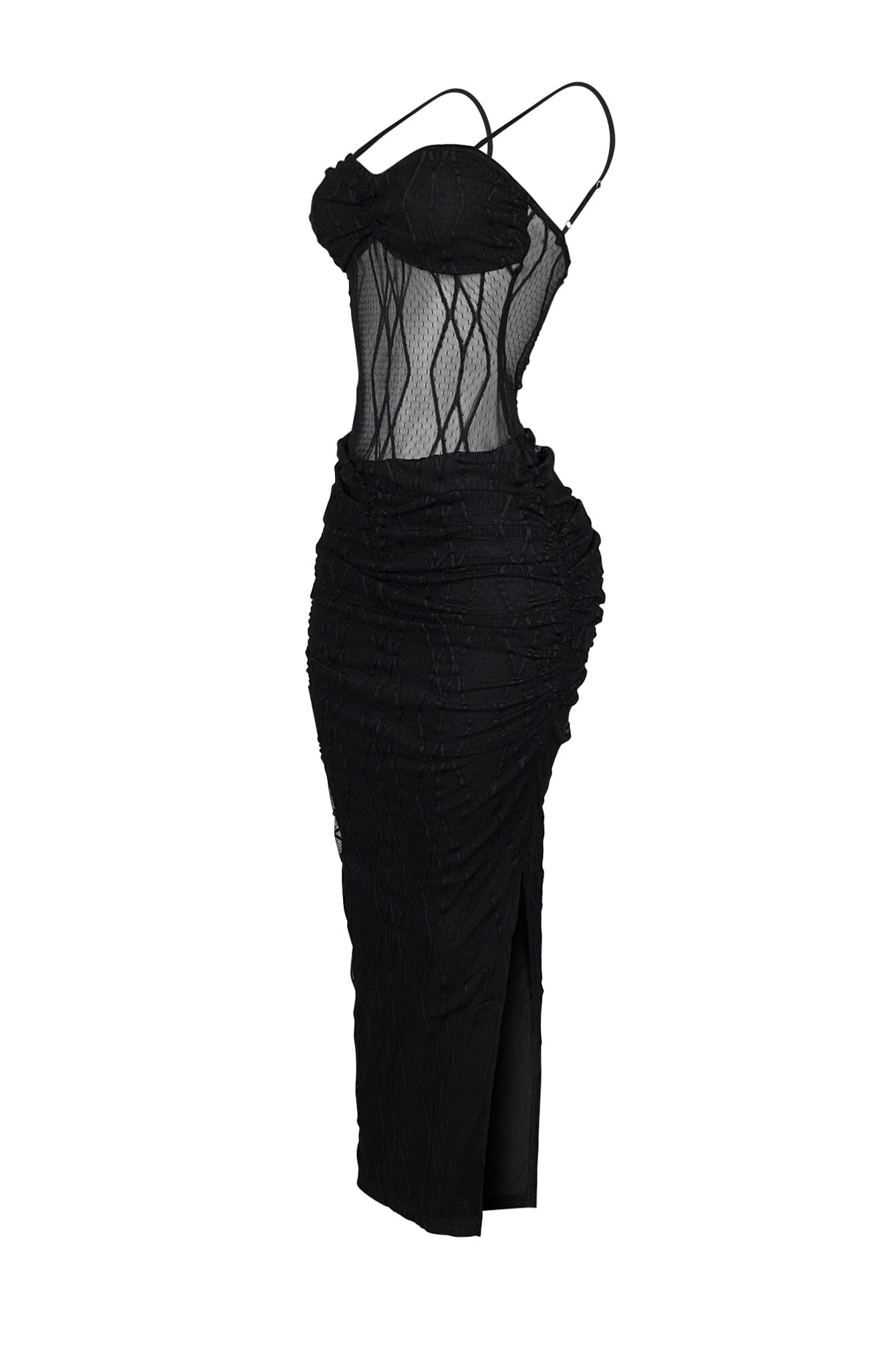 Rhoda Mesh Tank Ruching Maxi Dress