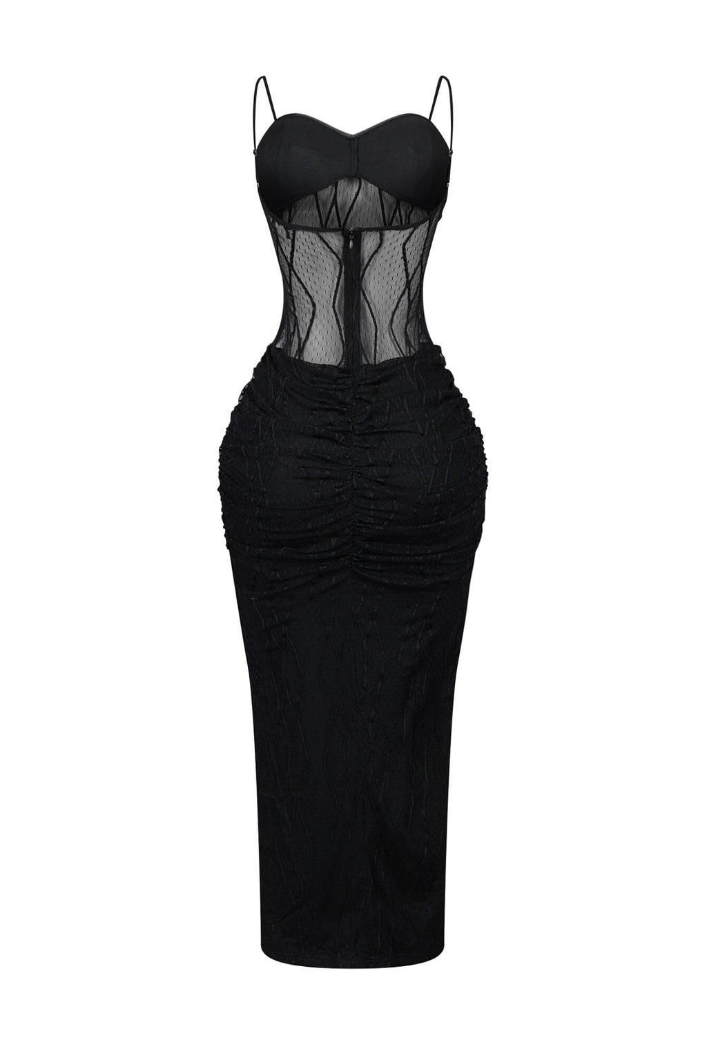 Rhoda Mesh Tank Ruching Maxi Dress