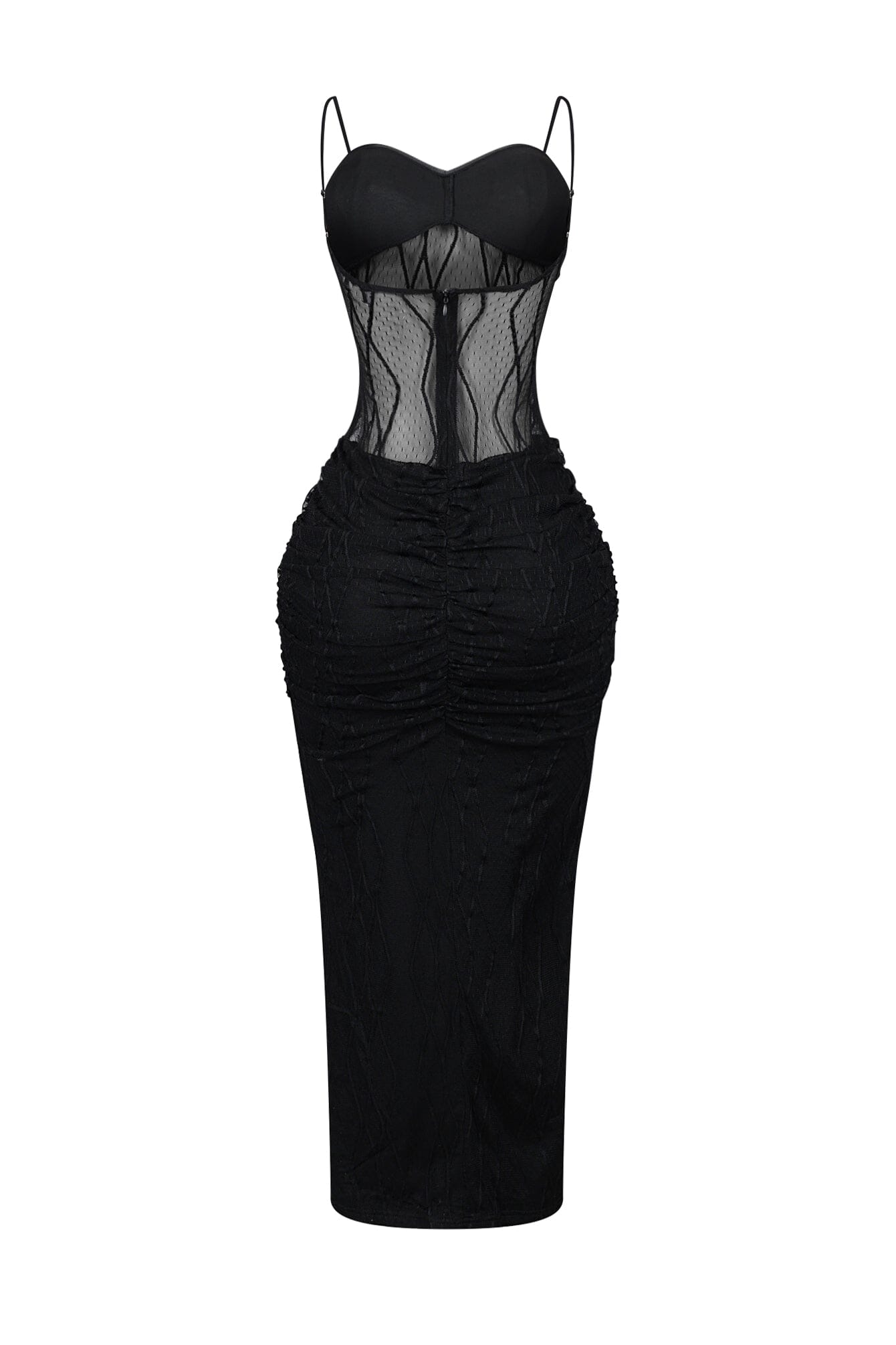 Rhoda Mesh Tank Ruching Maxi Dress