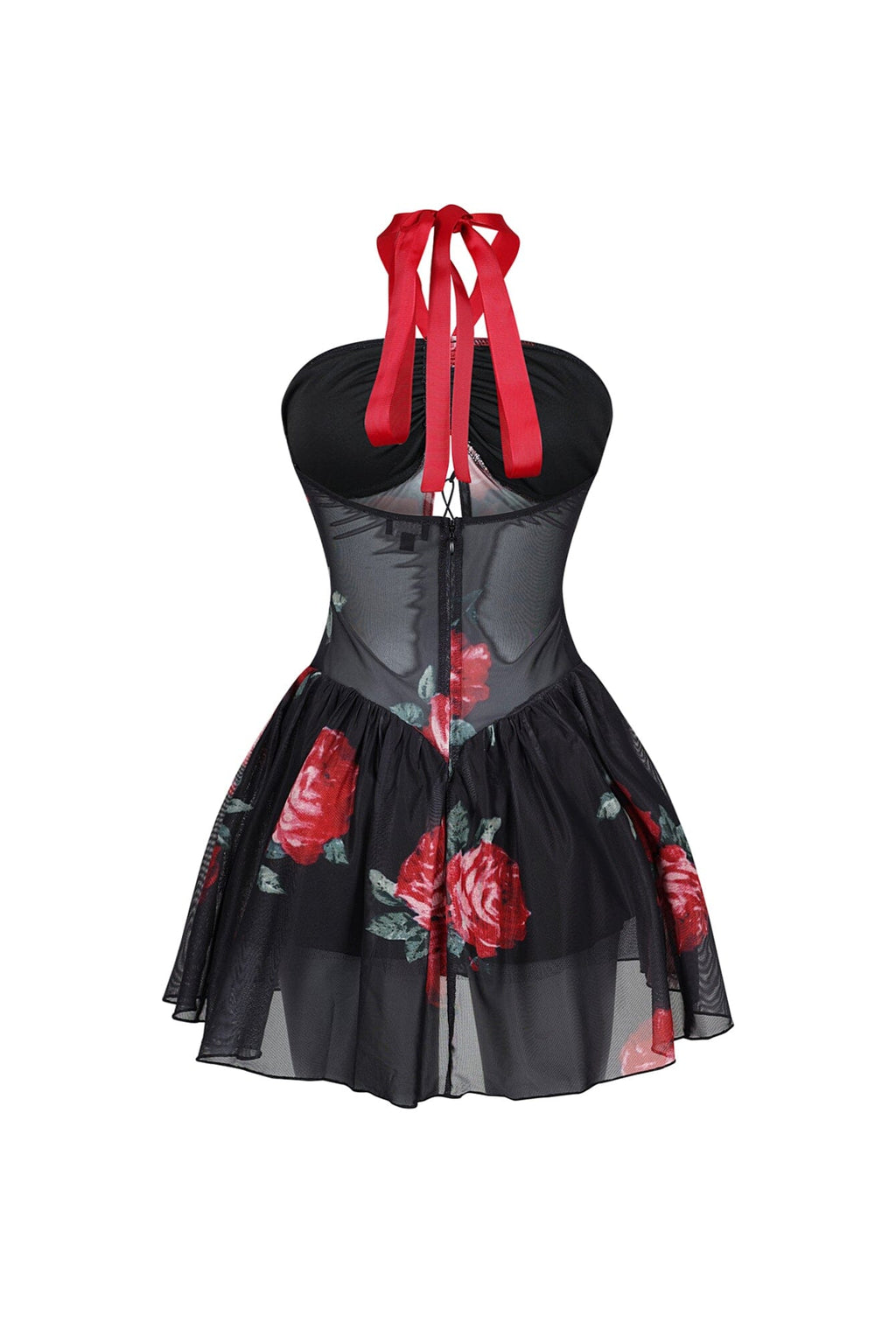 Cassandra Floral Halter Flare Mini Dress