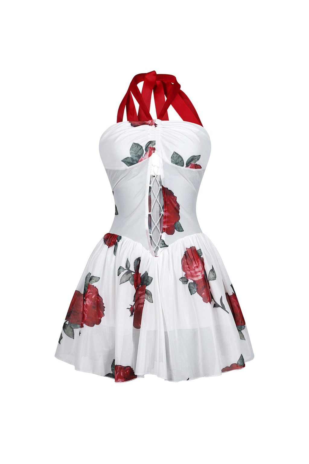 Cassandra Floral Halter Flare Mini Dress