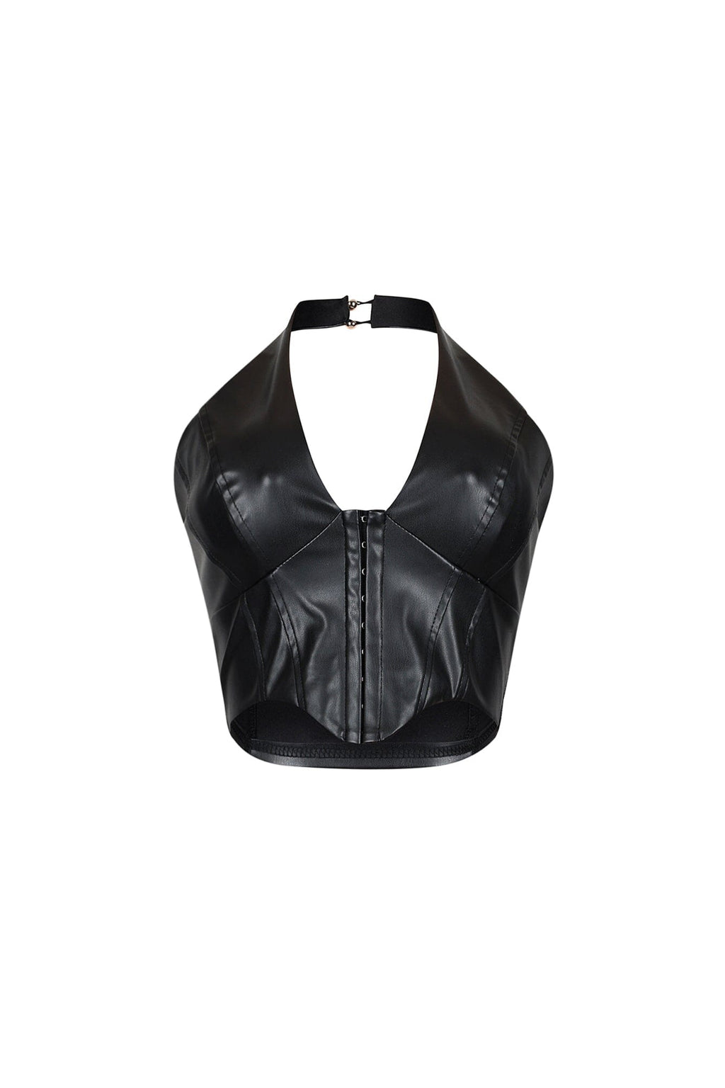 Emerson Faux Leather Halter Corset Top