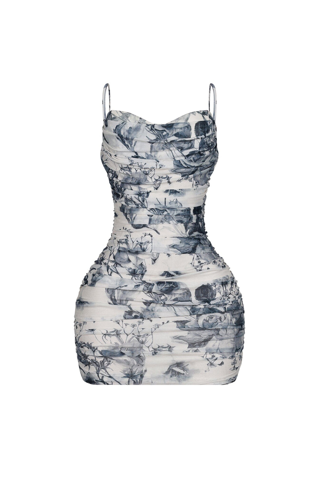 Flynn Mesh Print Tank Ruched Mini Dress