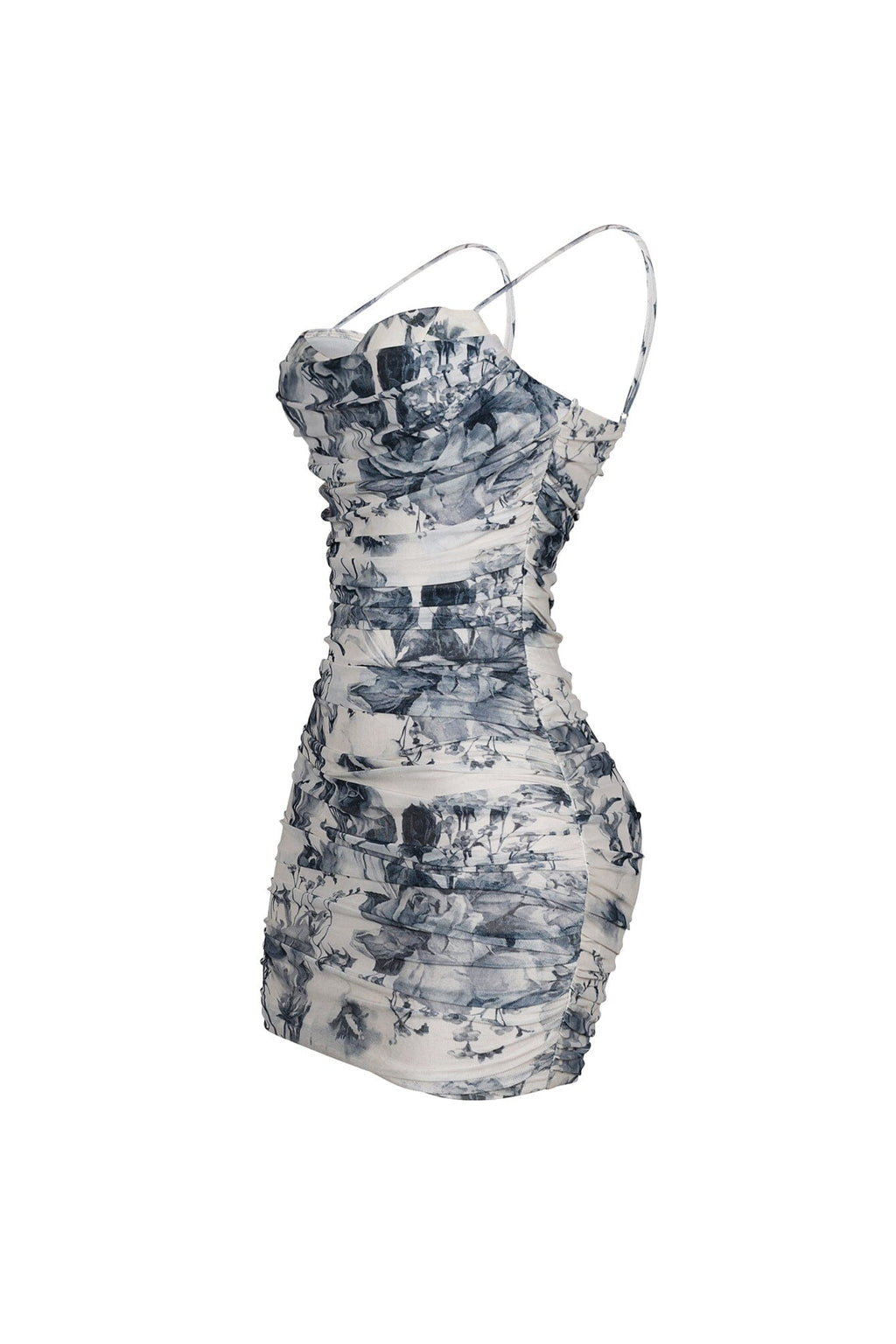 Flynn Mesh Print Tank Ruched Mini Dress