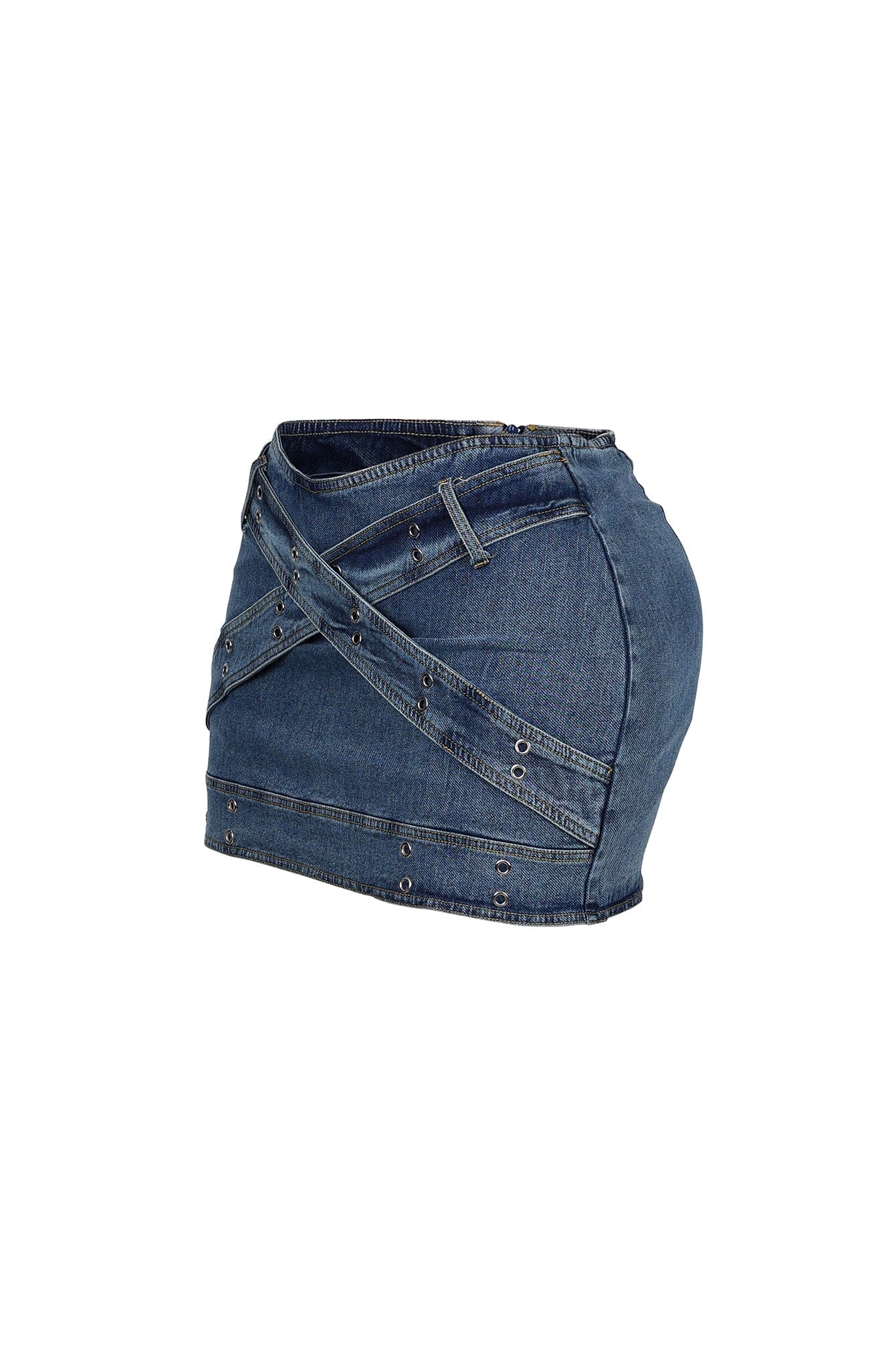 Phatima Belted Denim Mini Skirt