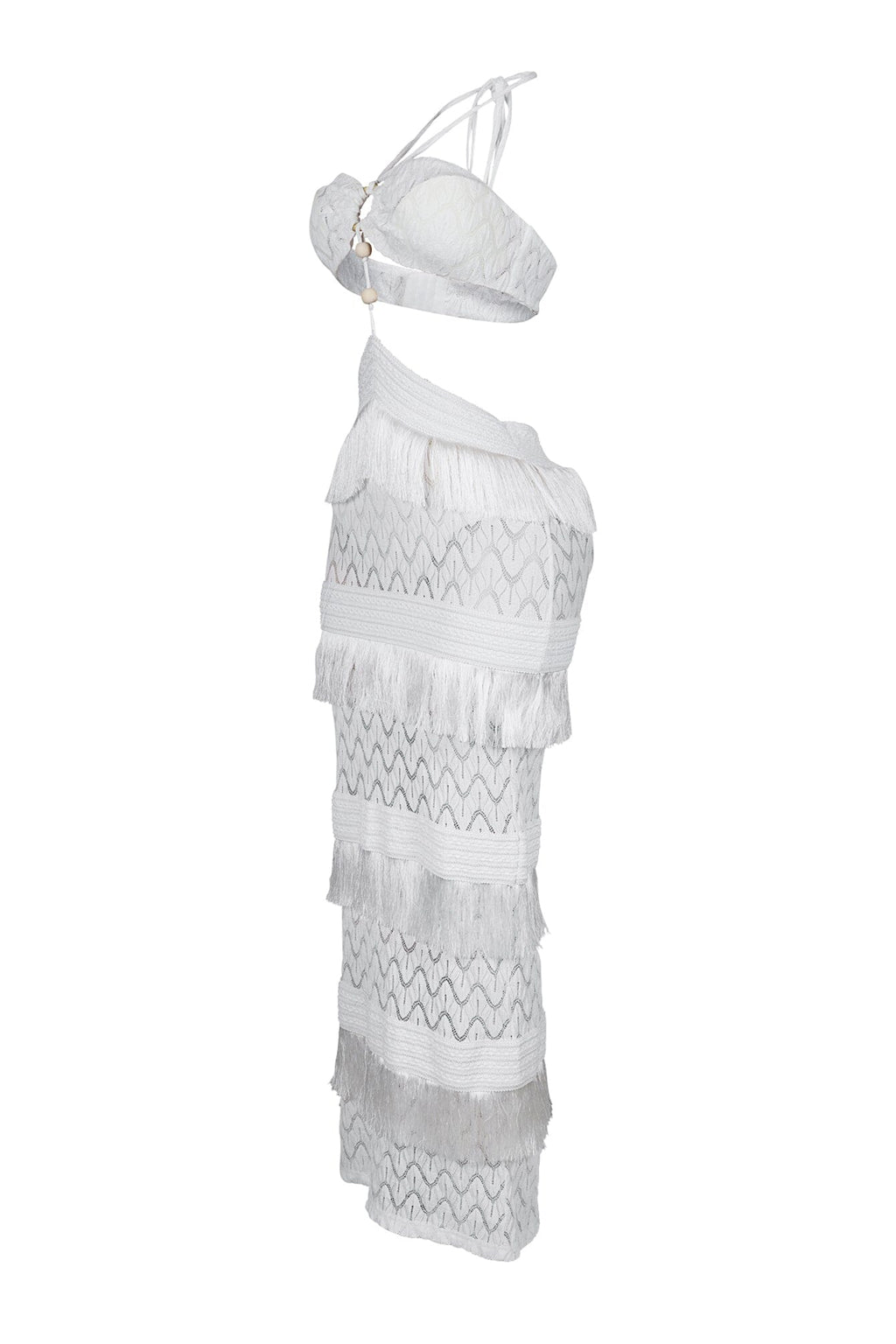 Mariah Halter Corset Fringe Maxi Dress