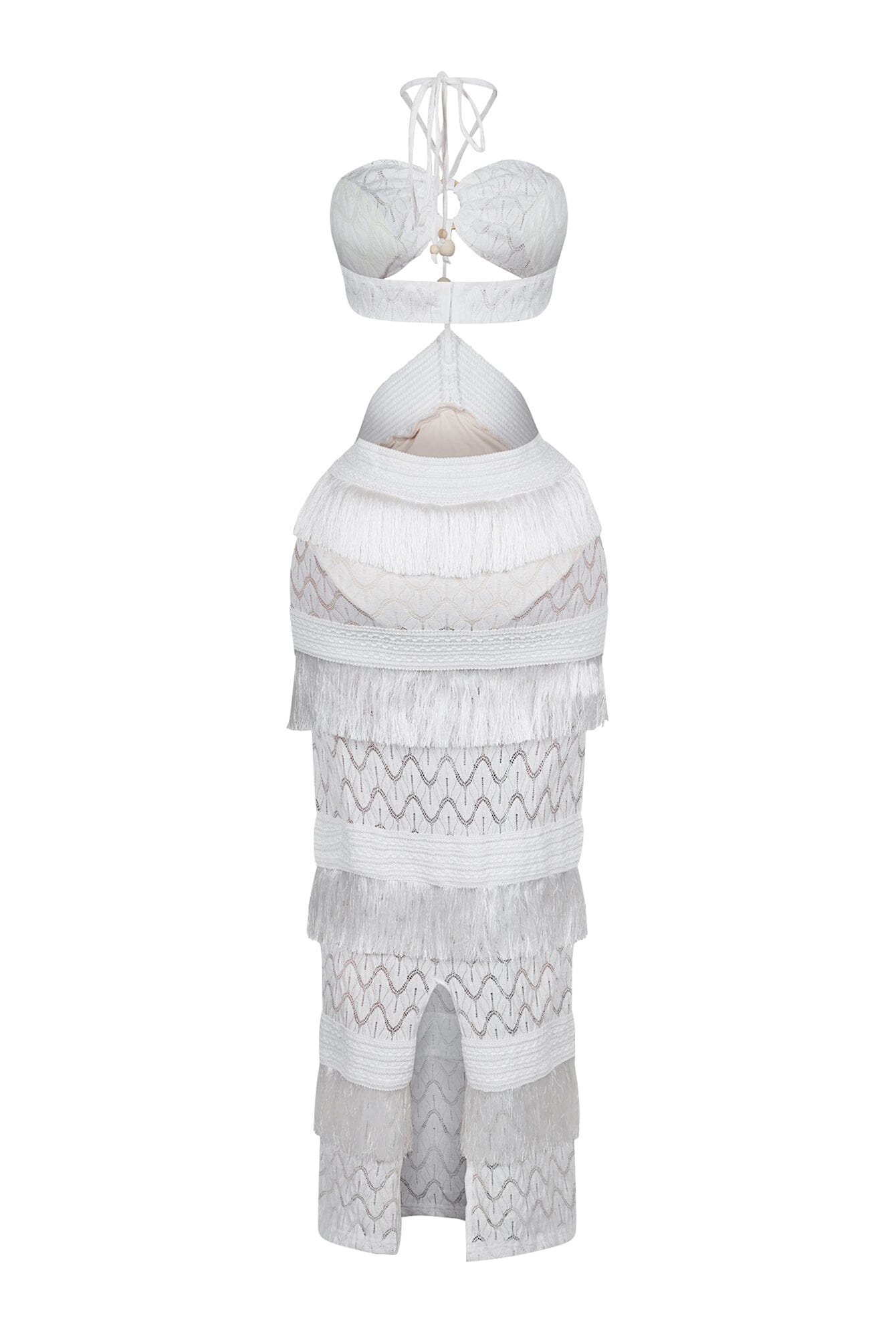 Mariah Halter Corset Fringe Maxi Dress