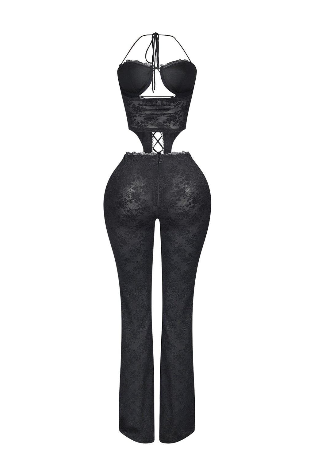 Nevaeh Mesh Lace Halter Padded Jumpsuit