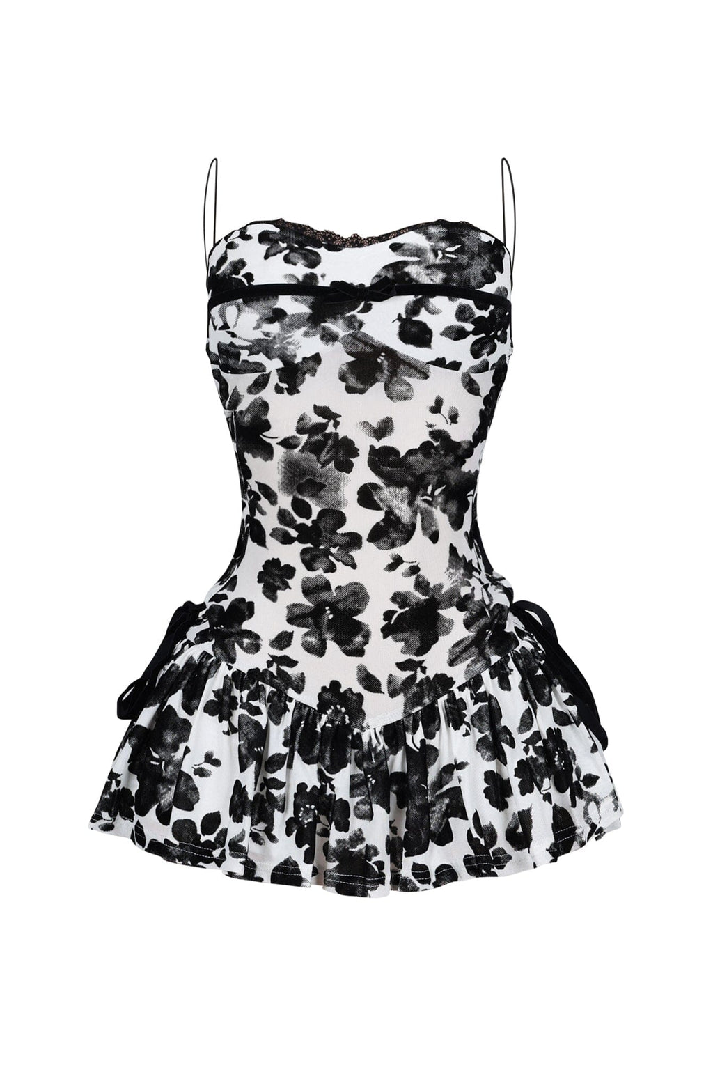 Elisa Mesh Burnout Lace Up Mini Dress