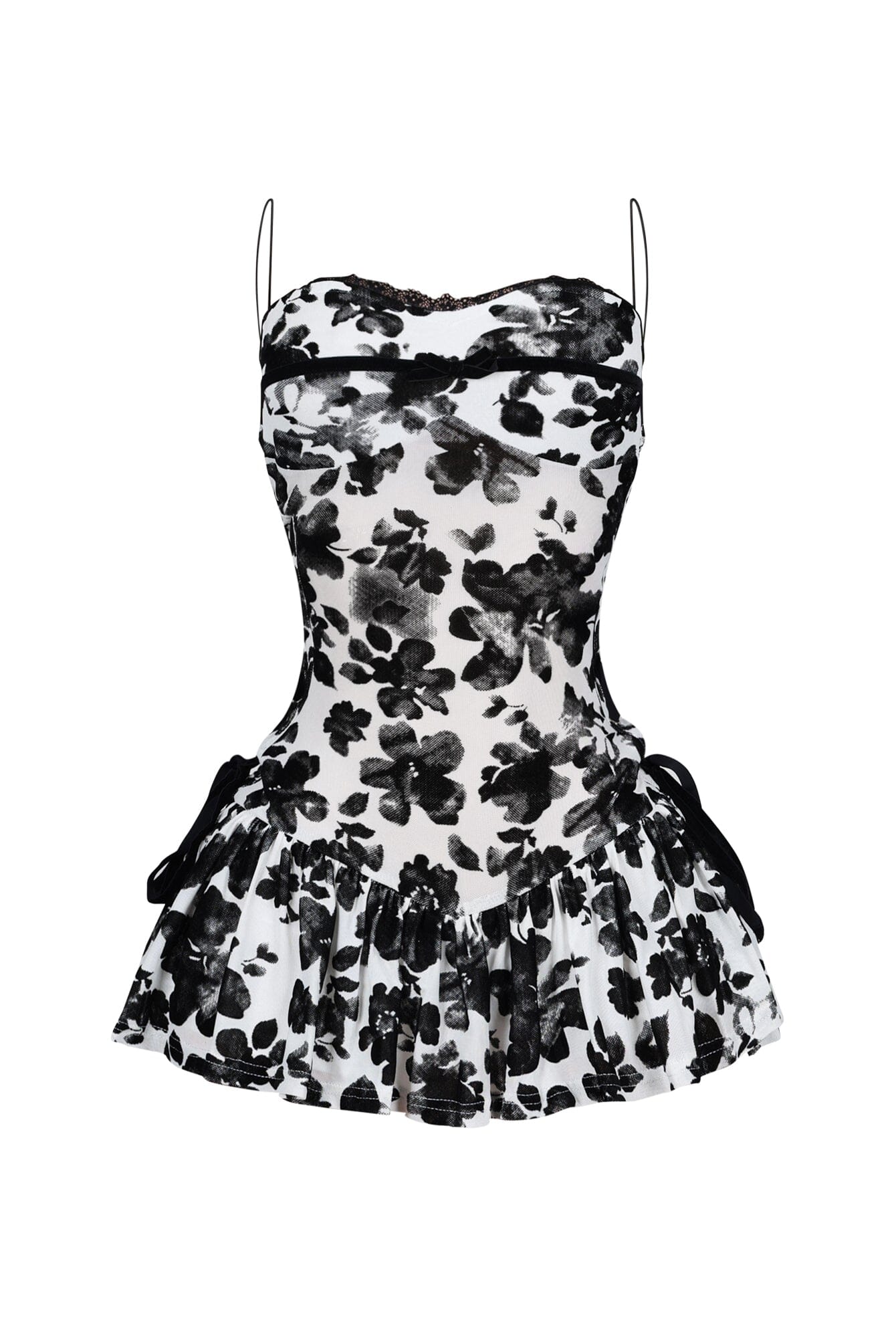 Elisa Mesh Burnout Lace Up Mini Dress