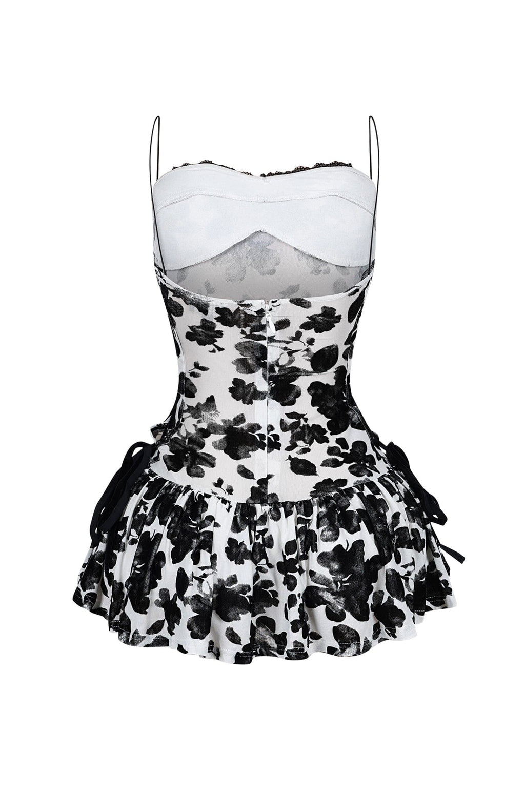 Elisa Mesh Burnout Lace Up Mini Dress