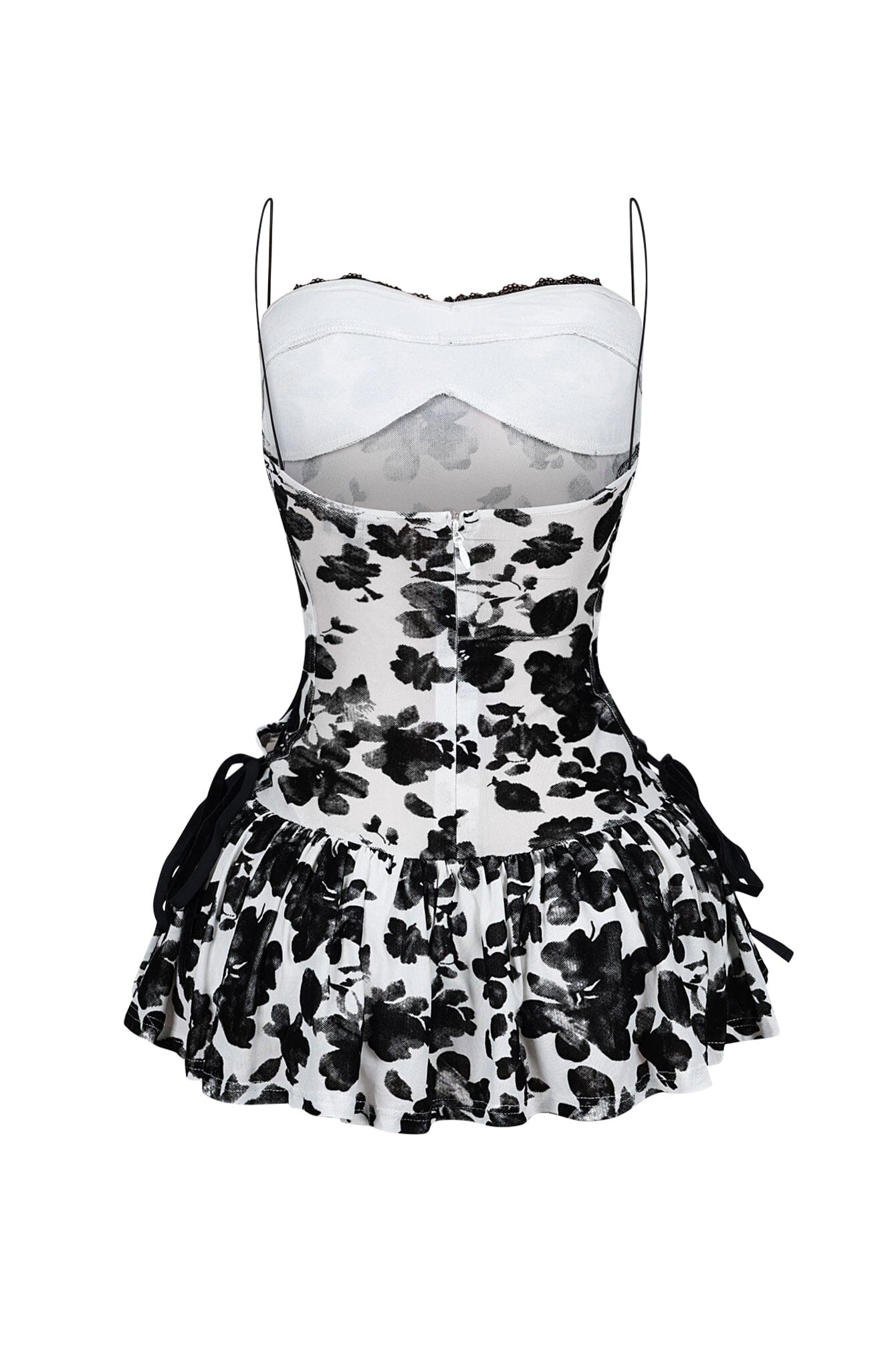 Elisa Mesh Burnout Lace Up Mini Dress