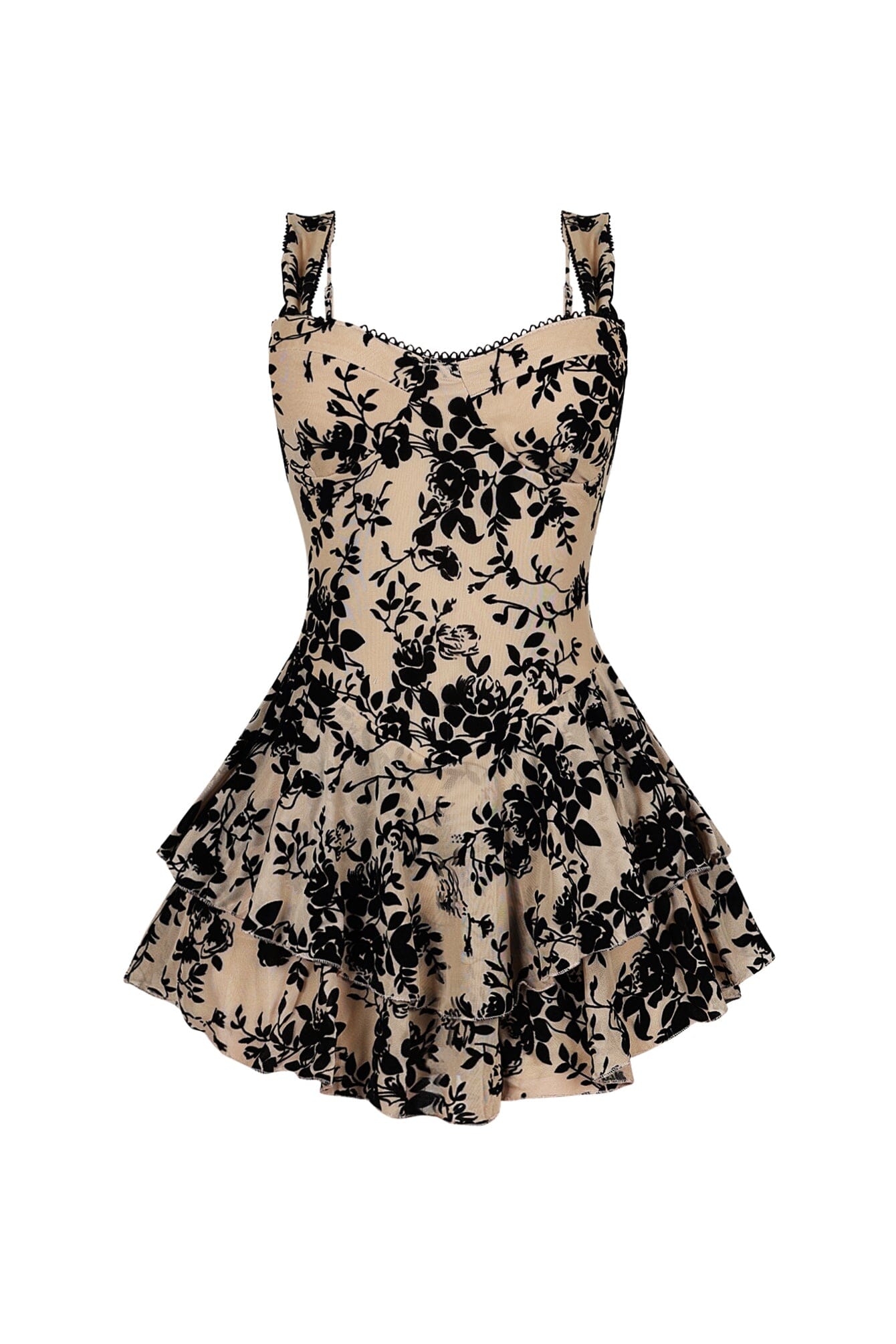 Bertti Mesh Burnout Flare Mini Dress