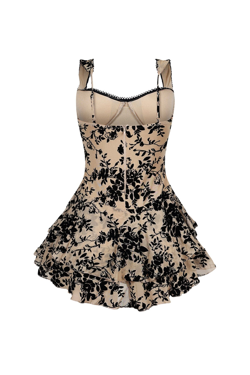 Bertti Mesh Burnout Flare Mini Dress