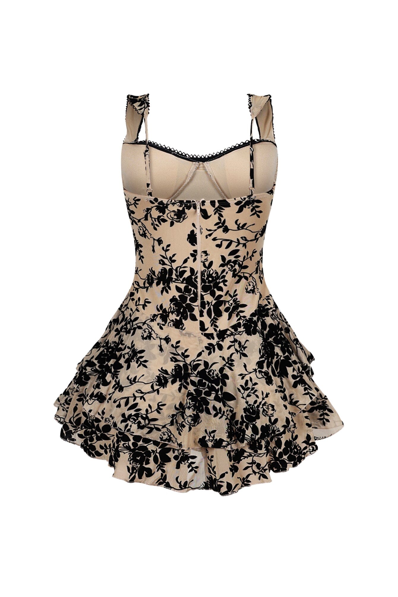 Bertti Mesh Burnout Flare Mini Dress