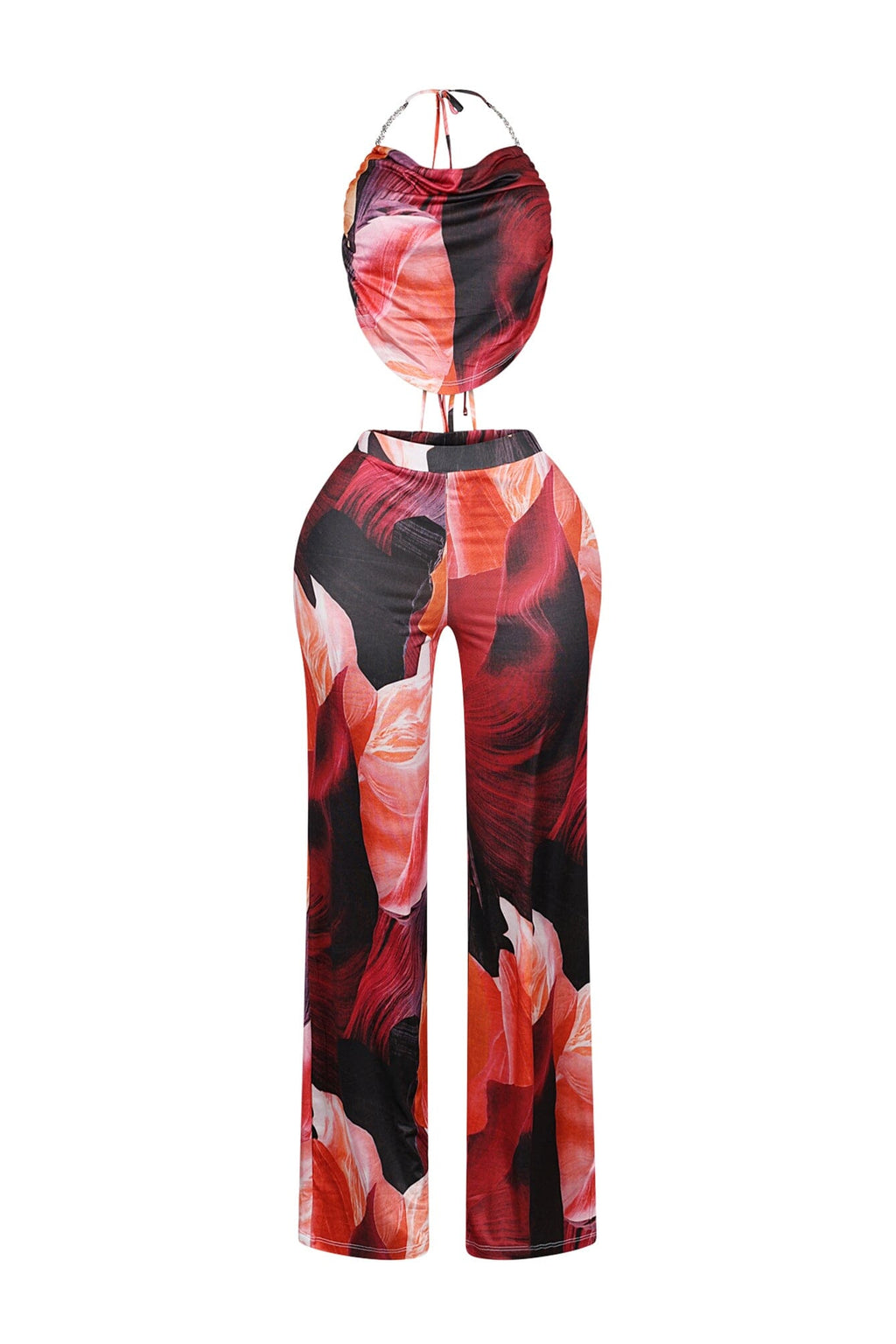 Nayeli Print Halter Rhinestone Top & Pants SET