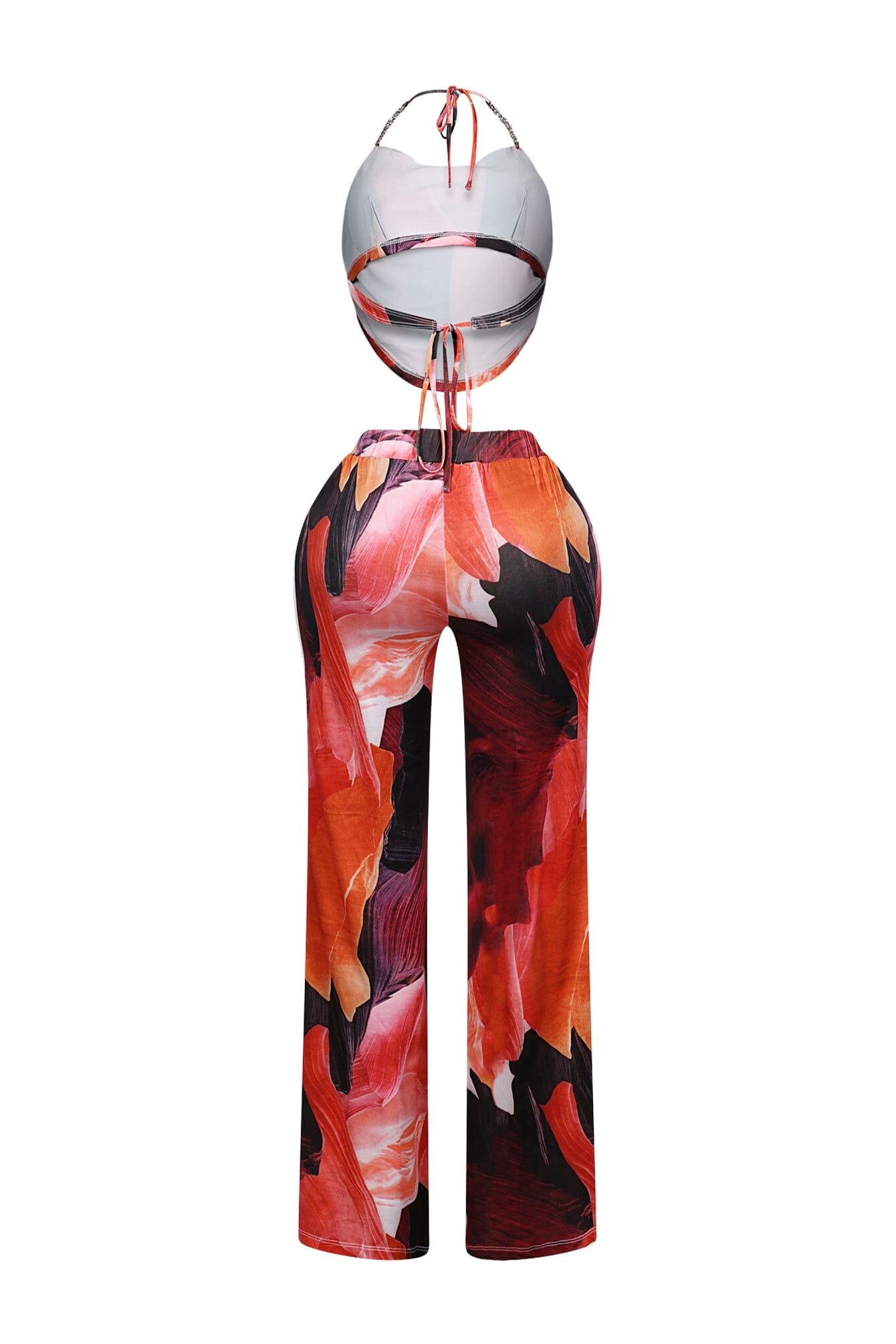 Nayeli Print Halter Rhinestone Top & Pants SET