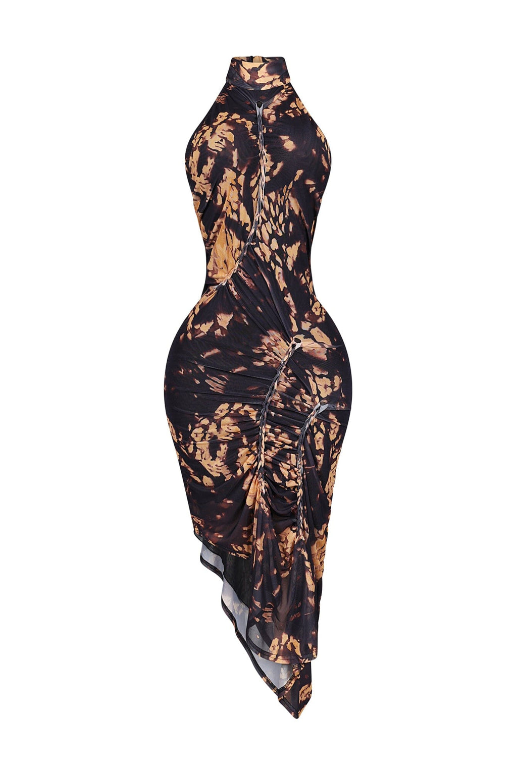 Lorelei Mesh Tie Dye Halter Asymmetrical Dress